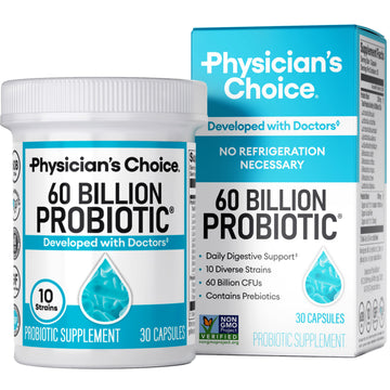 Physician's CHOICE Probiotics 60 Billion CFU - 10 Strains + Organic Prebiotics - Immune, Digestive & Gut Health - Supports Occasional Constipation, Diarrhea, Gas & Bloating - for Women & Men - 30ct Physician's CHOICE buy supplements canada