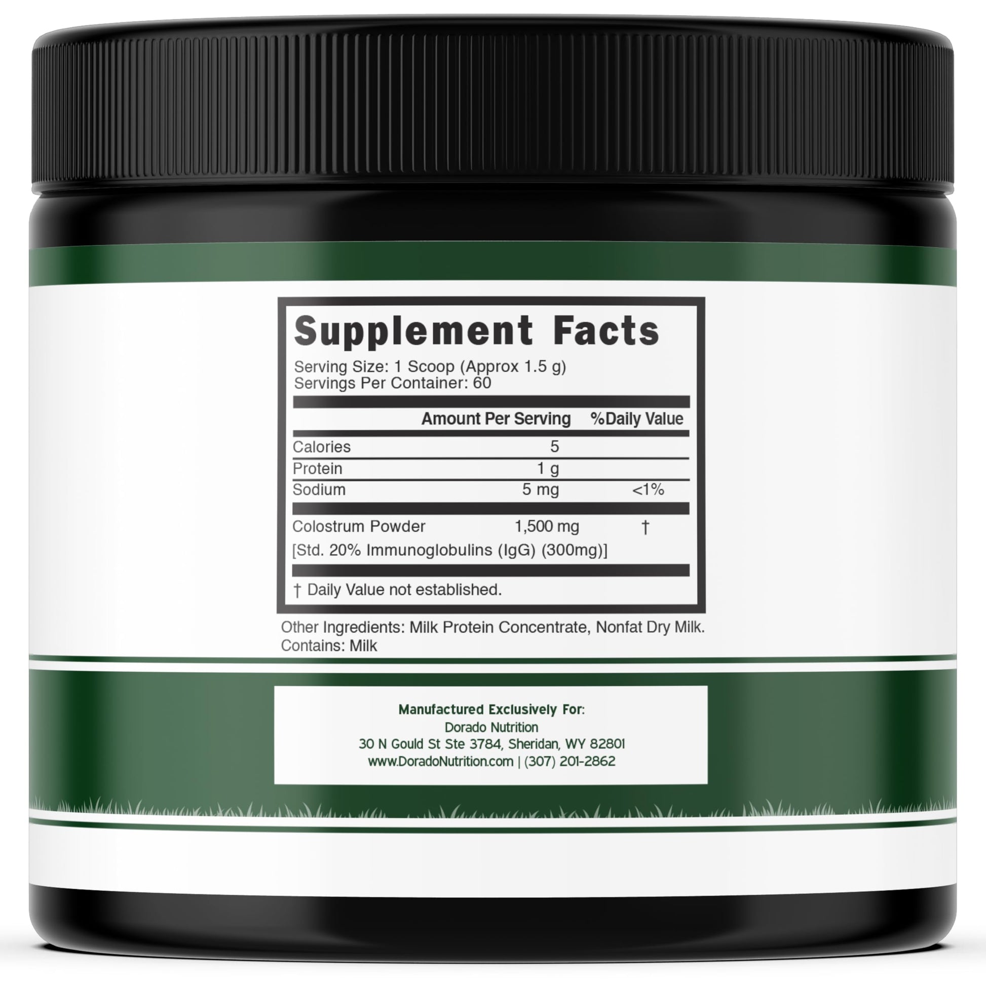 Colostrum Supplement Powder 90g (60 Servings of 1.5g Pure Bovine Colostrum Std. to Contain 20% IgG Immunoglobulins) Grass Fed Powder - No Fillers, Third Party Tested, Unflavored & Non-GMO DORADO NUTRITION buy supplements canada