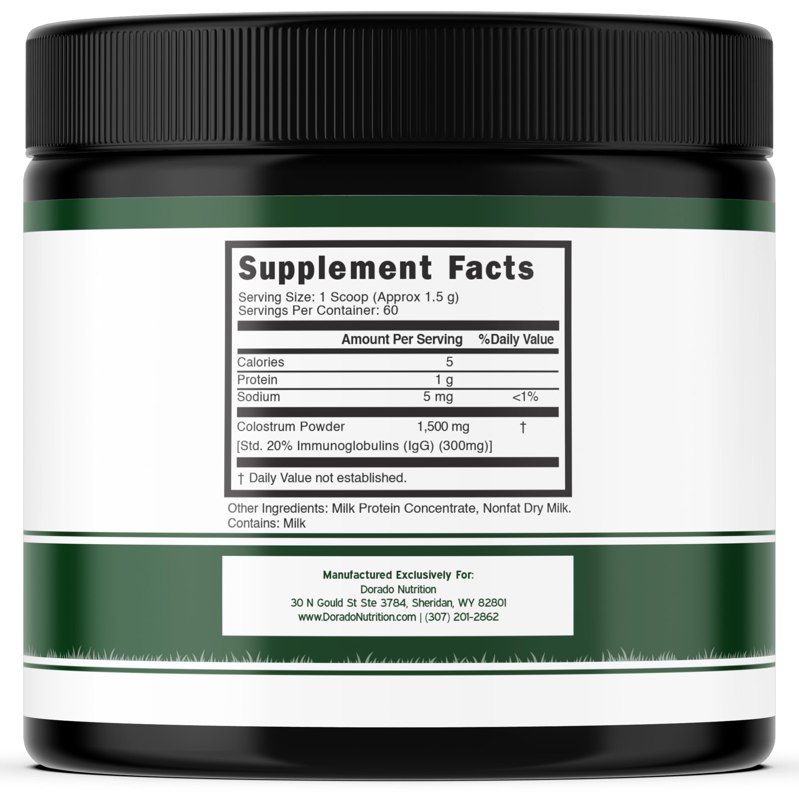 Colostrum Supplement Powder 90g (60 Servings of 1.5g Pure Bovine Colostrum Std. to Contain 20% IgG Immunoglobulins) Grass Fed Powder - No Fillers, Third Party Tested, Unflavored & Non-GMO DORADO NUTRITION buy supplements canada