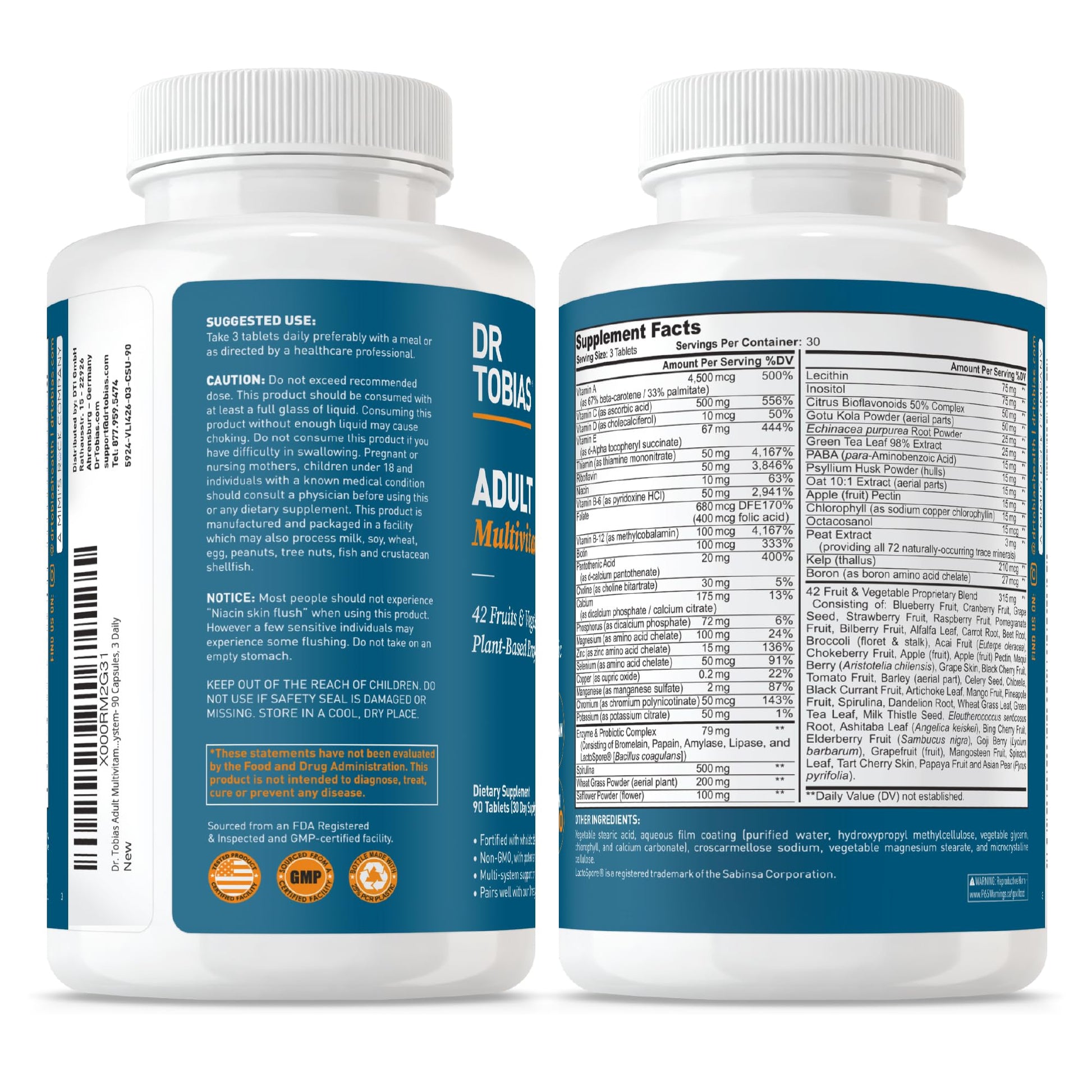 Dr. Tobias Adult Multivitamin for Women & Men, Immune Supporting Vitamins from 42 Fruits, Vegetables, Plus Probiotics, Vegan Multivitamins Dr. Tobias buy supplements canada