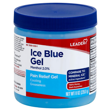 LEADER Ice Blue Gel Pain Relieving Greaseless Fast-Acting Topical Analgesic Cooling Therapy Muscle Joint Long-Lasting Relief Backache Arthritis Sports Injuries soothes Aches 8oz. Each (Pack of 5) Leader buy supplements canada