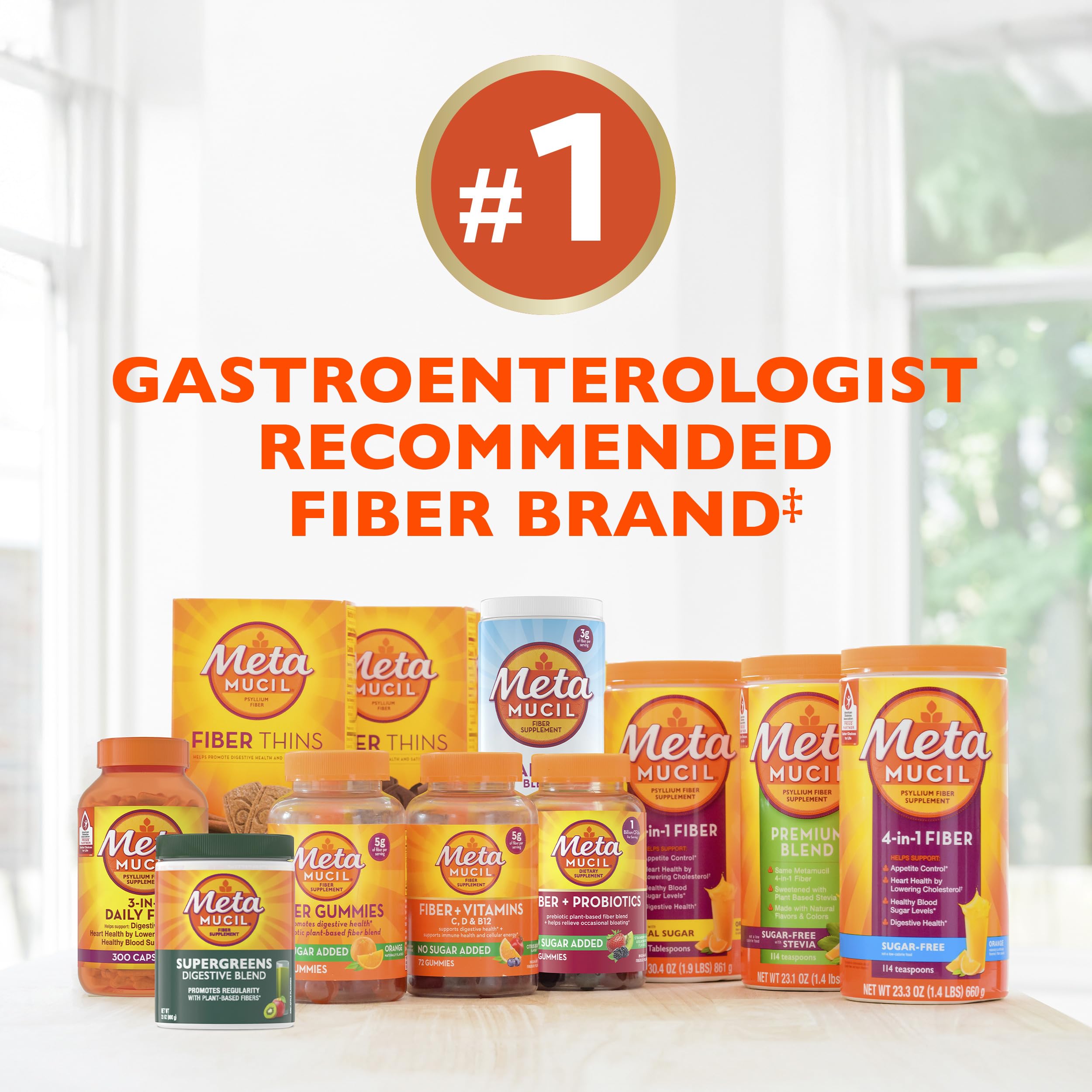 Metamucil 4-in-1 Psyllium Husk Friendly Fiber Supplement, Sugar-Free, 72 teaspoons, Orange Flavored, Daily Fiber Powder for Digestive Health Metamucil buy supplements canada
