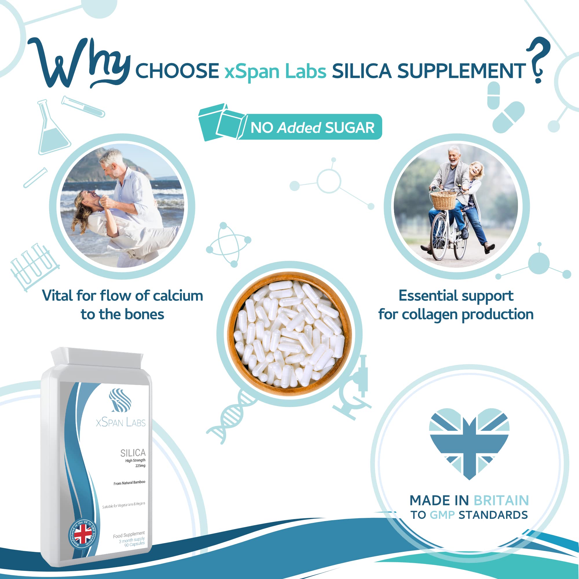 Silica 225mg – 90 Capsules - A Potent Highly Bioavailable Form - Naturally Sourced from Bamboo Extract - One-A-Day Vegan Capsules to Support Healthy Hair, Nails and Skin - Made in The UK Xspan Labs buy supplements canada