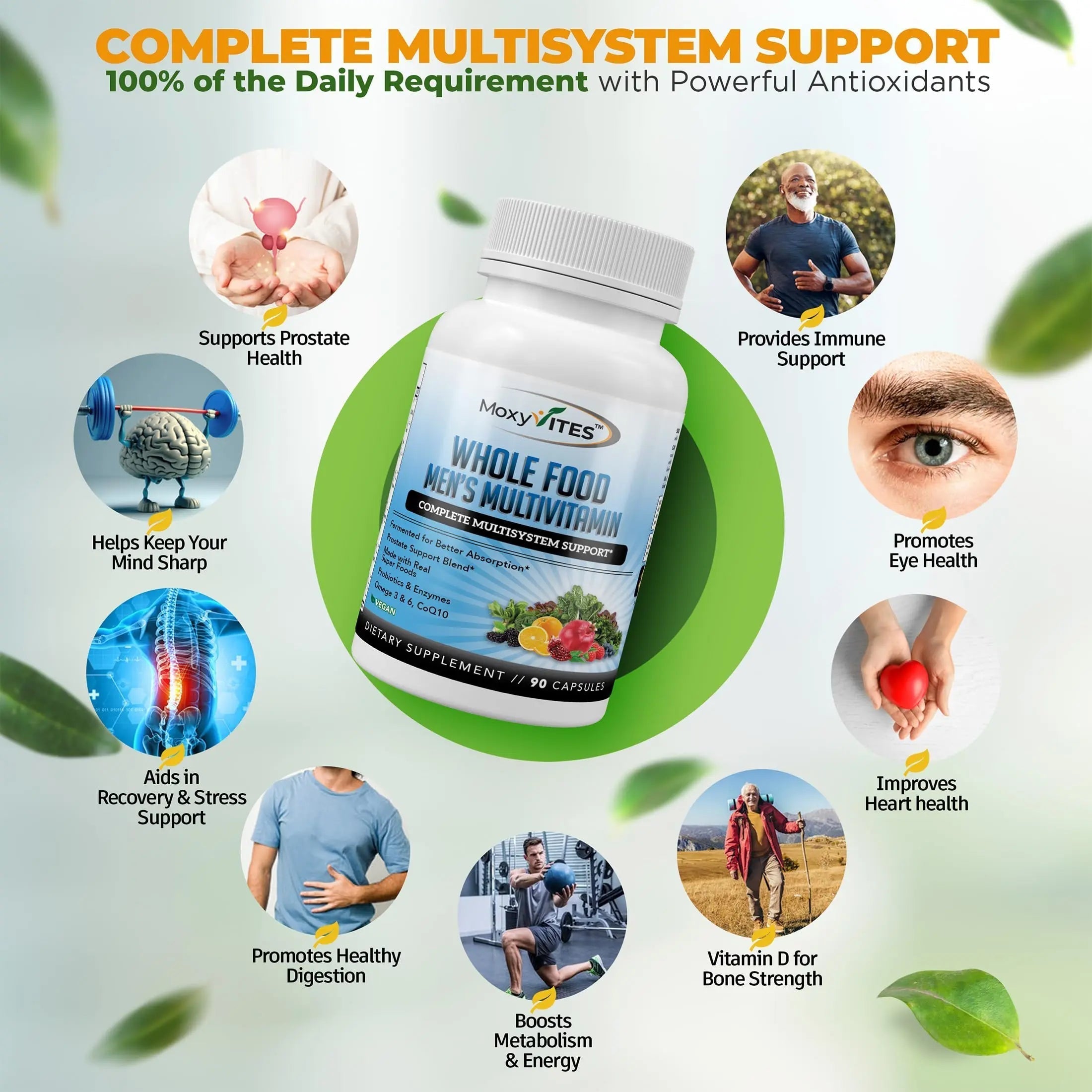 Methylated Mens Multivitamins - Daily Mens Vitamins with 44 Organic Whole Food - Multivitamin for Men with Iron & Fermented Nutrients MoxyVites buy supplements canada