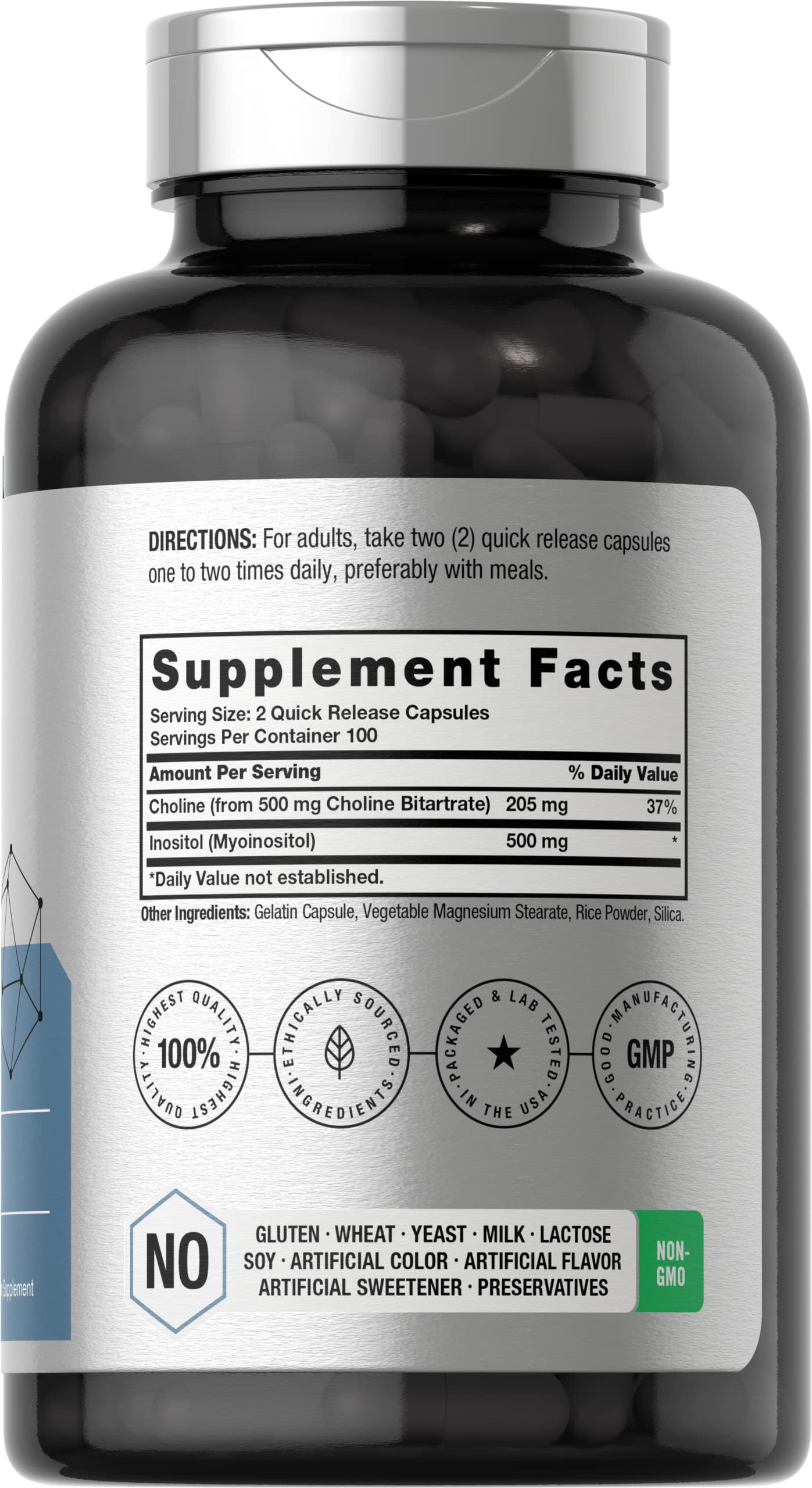 Choline Inositol 1000mg Supplement | 200 Capsules | Non-GMO, Gluten Free | by Horbaach Horbäach buy supplements canada