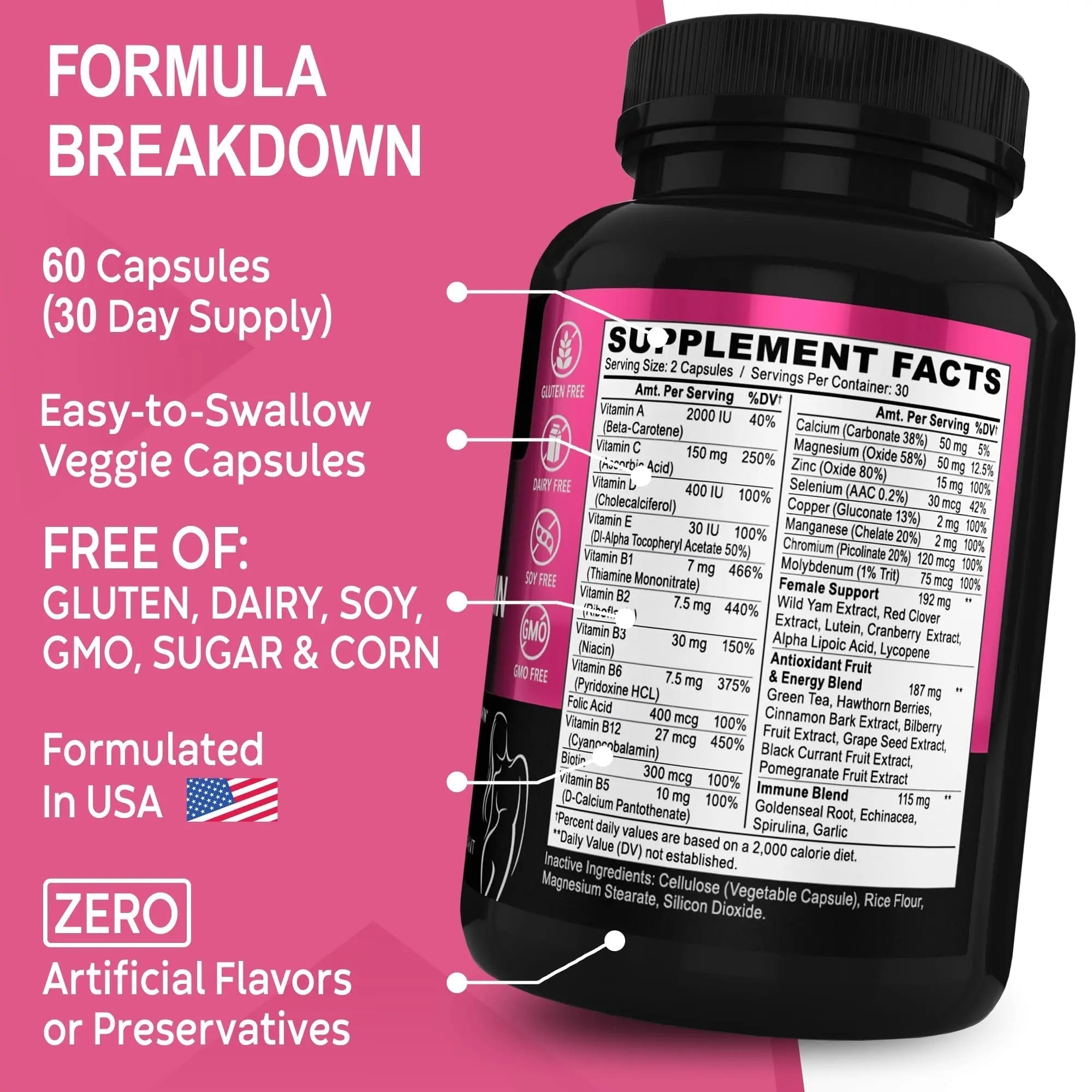 Womens Multivitamin - Natural Daily Multi Vitamins for Women - Womans Energy Vitamin DR. BO buy supplements canada