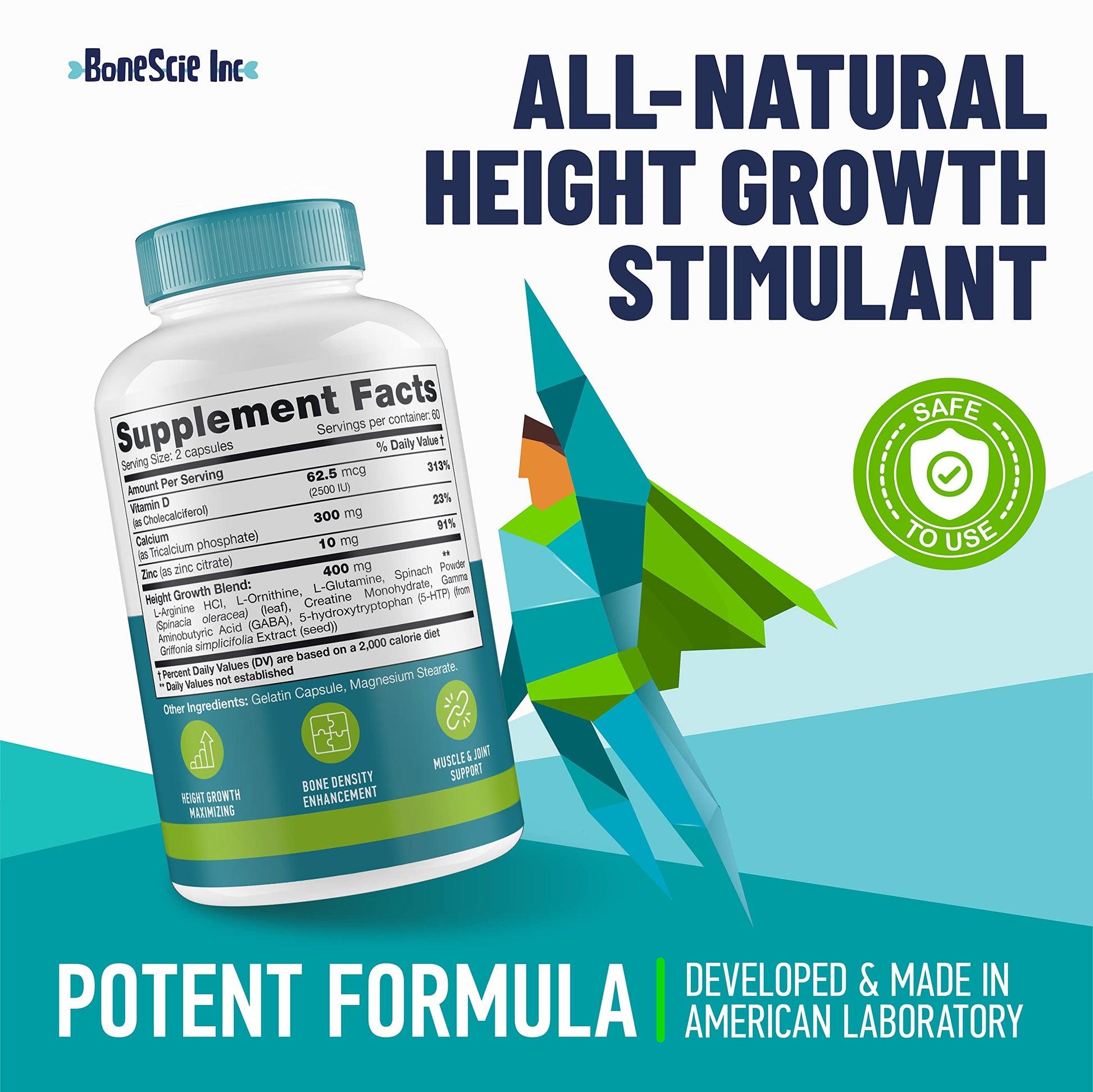 Height Growth Maximizer - Made in USA - Natural Height Increase Booster & Bone Growth Pills - Grow Taller Supplement for Adults, Teens & Kids - Vitamins for Boys & Girls to Get Taller - 120 capsules BONESCIE INC buy supplements canada