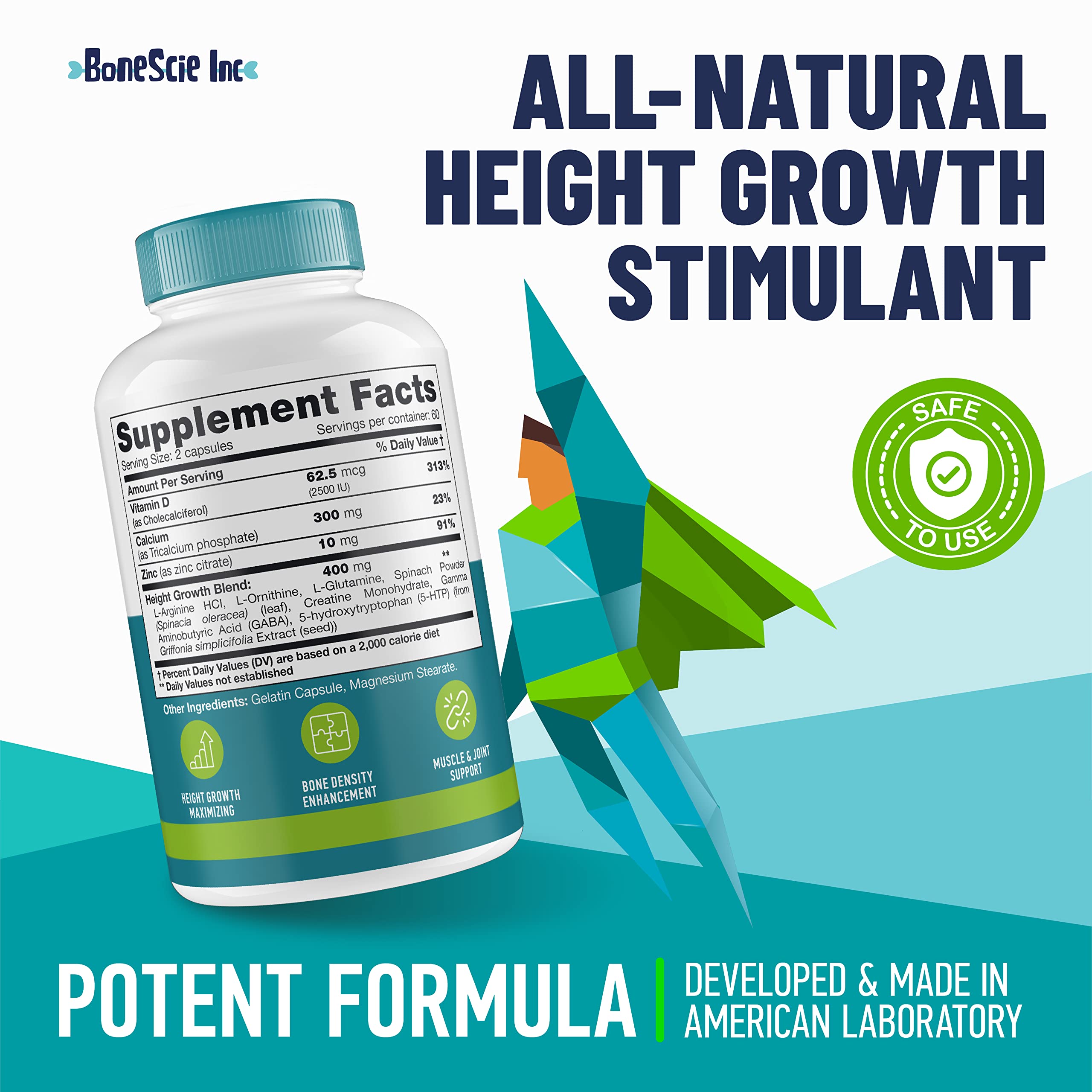 Height Growth Maximizer - Made in USA - Natural Height Increase Booster & Bone Growth Pills - Grow Taller Supplement for Adults, Teens & Kids - Vitamins for Boys & Girls to Get Taller - 120 capsules BONESCIE INC buy supplements canada