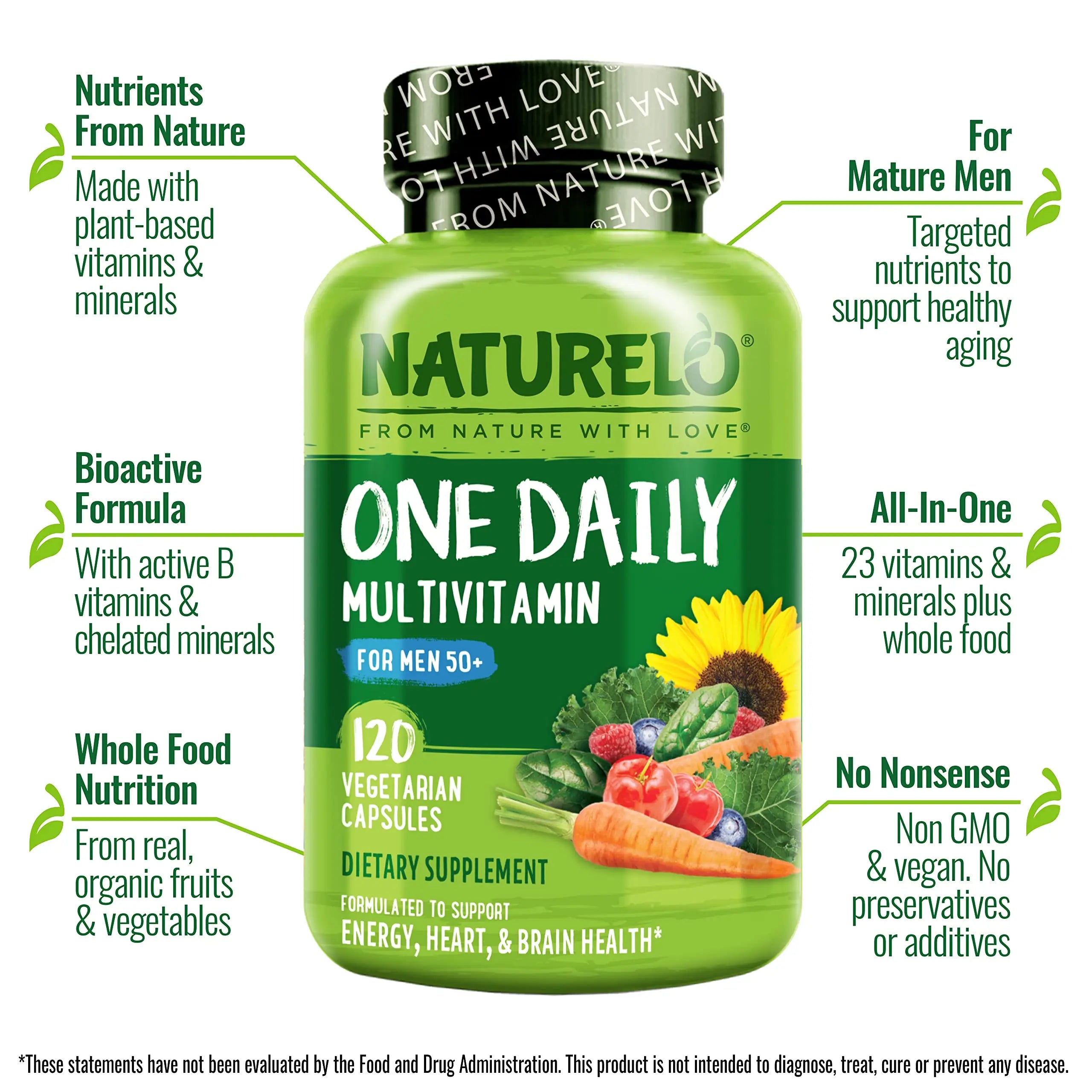 NATURELO One Daily Multivitamin for Men 50+, 120 Capsules One Daily Multivitamin for Women 50+ (Iron Free), 120 Capsules - 4 Month Supply Bundle NATURELO buy supplements canada
