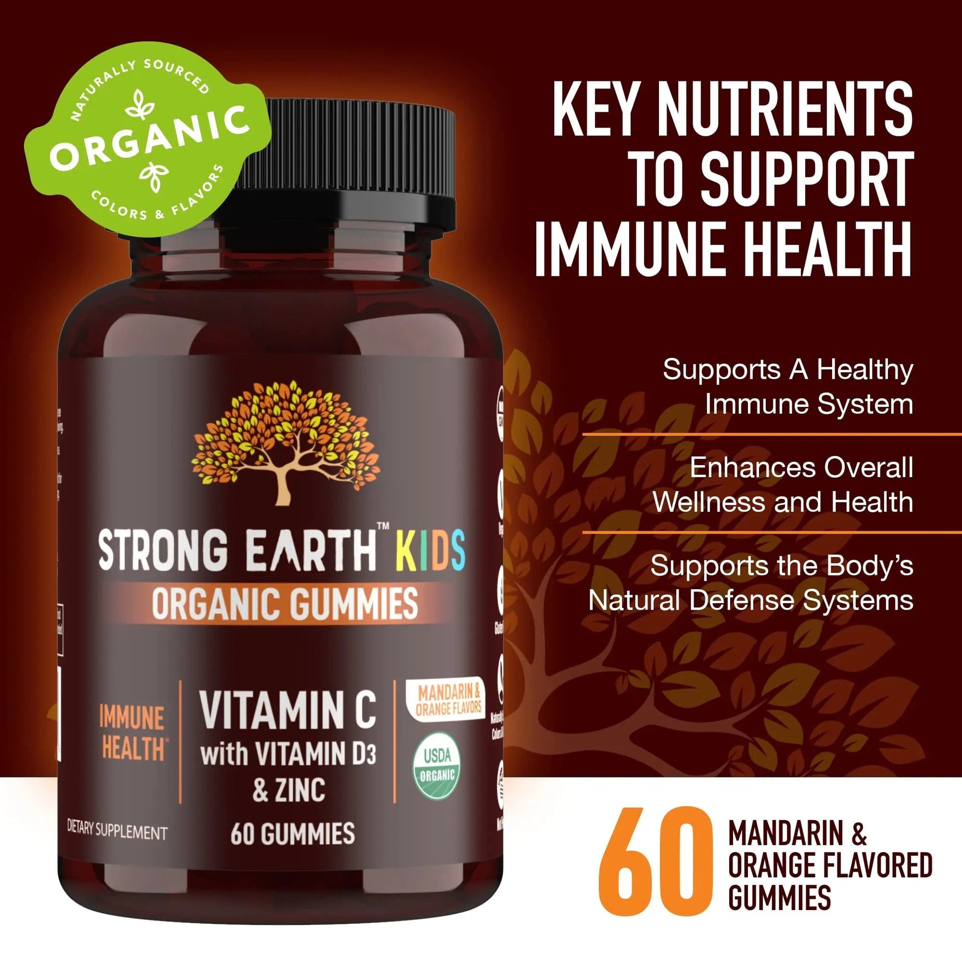 YUM-V'S Kids Strong Earth - Organic Immune Health Gummies with Vitamin C, Vitamin D3 Plus Zinc - Immune System Boost Zinc YUM-V'S buy supplements canada