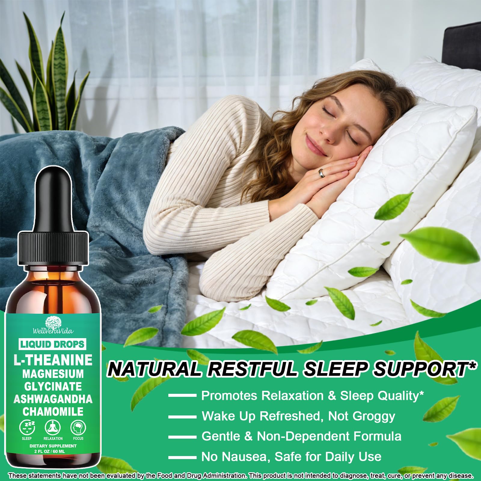 L theanine Liquid Drops, Theanine Supplement With Magnesium Glycinate & Ashwagandha for Sleep, Relaxation & Focus Support, High Absorption Liquid L Theanine 200mg for Adults & Kids丨Vegan, Non-GMO, 2oz WellVeraVida buy supplements canada
