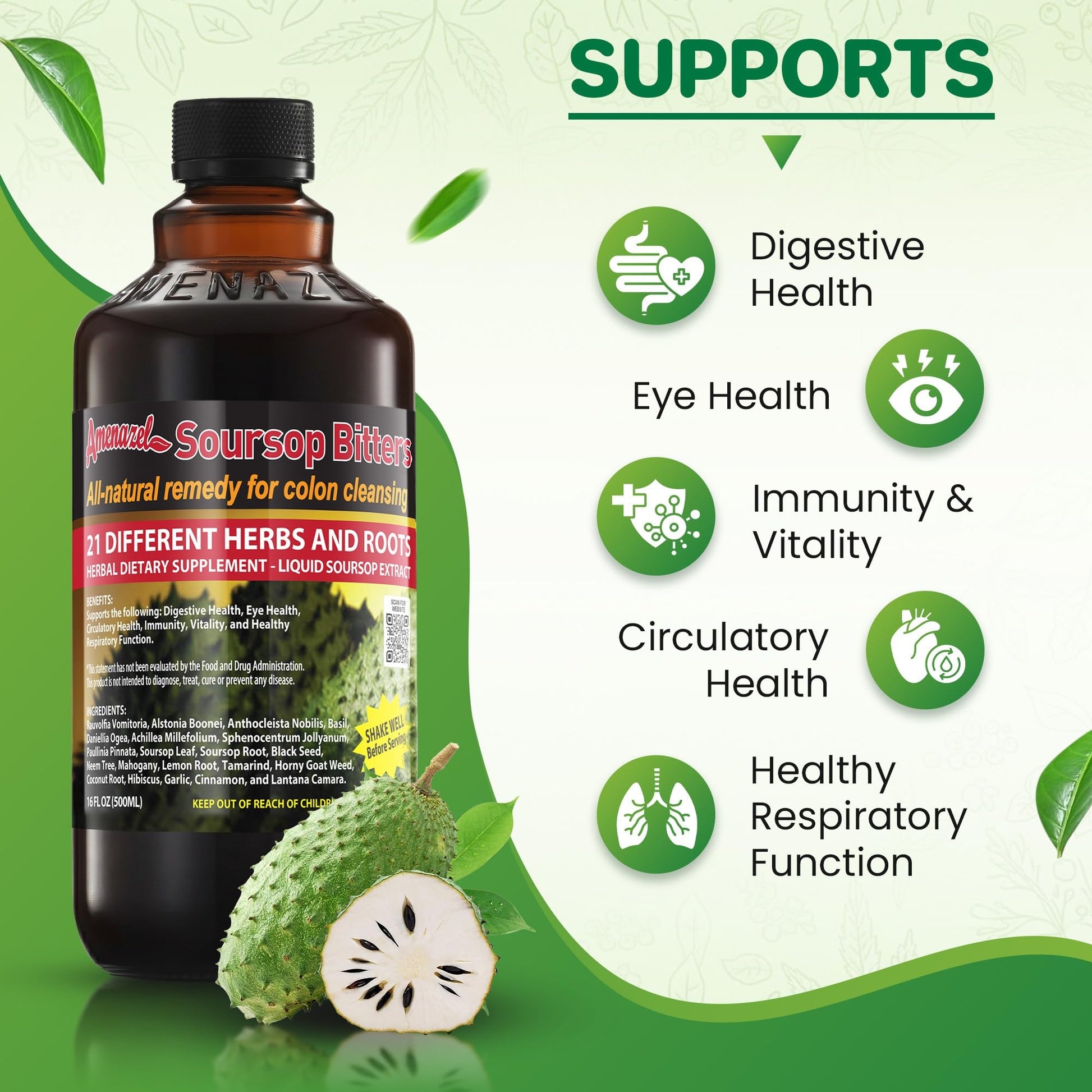 Amenazel Organic Soursop Bitters, 16 fl oz Amenazel buy supplements canada
