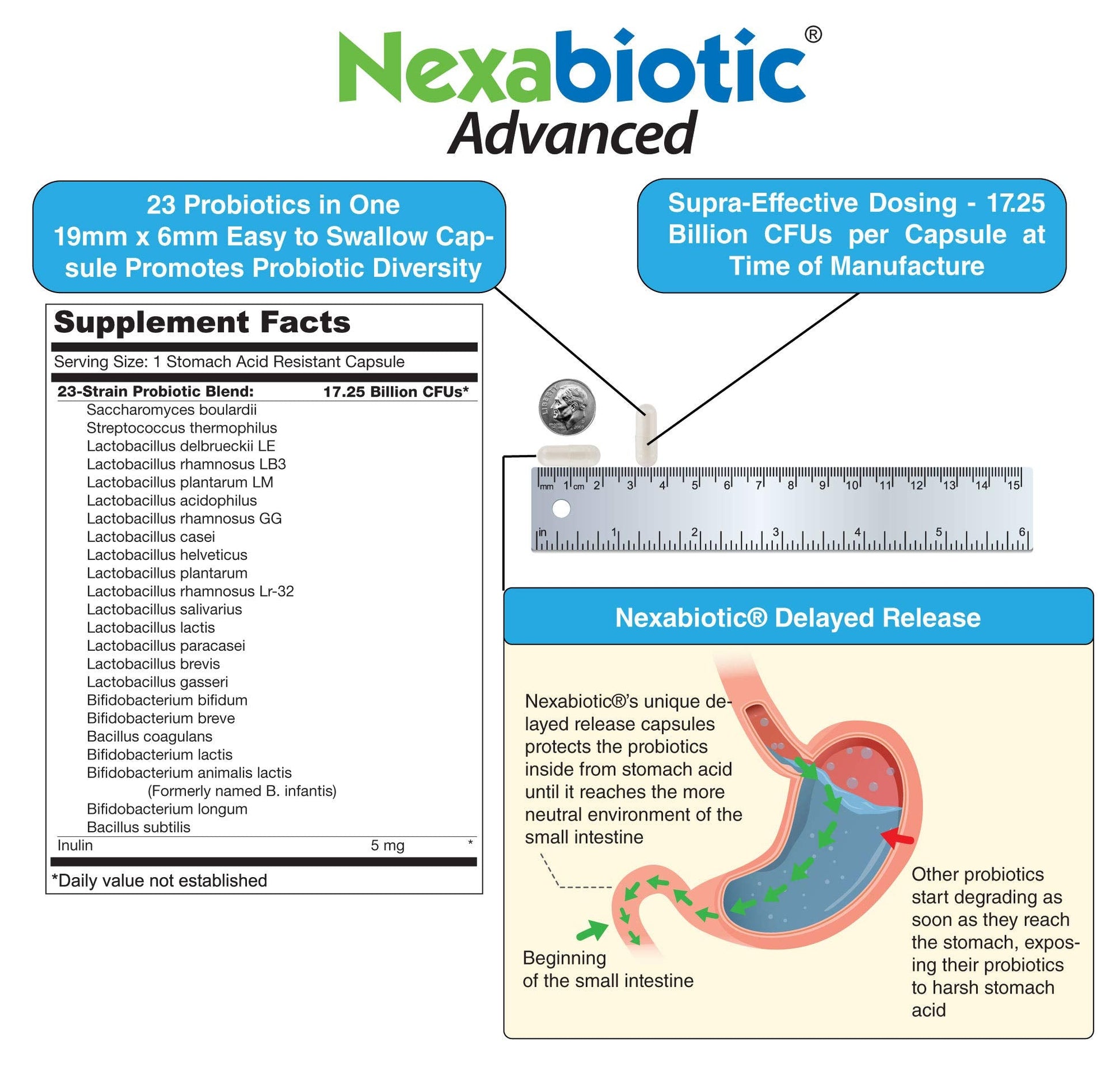 DrFormulas Nexabiotic 23 Multi Probiotic for Women and Men - Dr. formulated with Lactobacillus Acidophilus, Bifidobacterium Infantis, Saccharomyces Boulardii, 17.25 Billion CFUs DrFormulas buy supplements canada