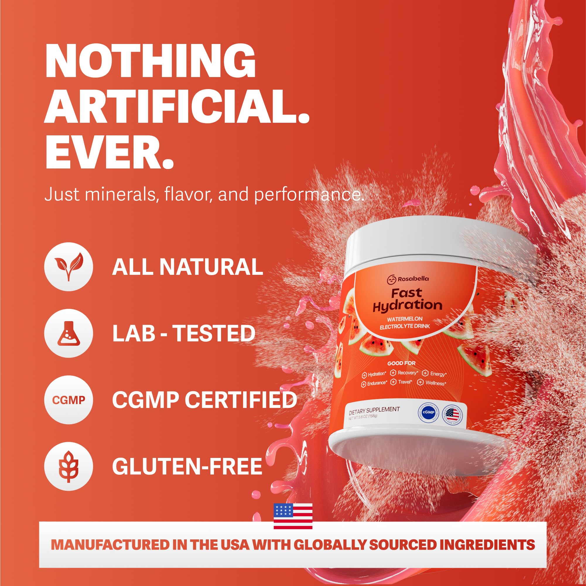 Rosabella Electrolyte Drink Powder – Watermelon – Sugar-Free Hydration Drink Mix – Electrolytes Powder with Sodium, Potassium, Magnesium, Calcium Rosabella buy supplements canada