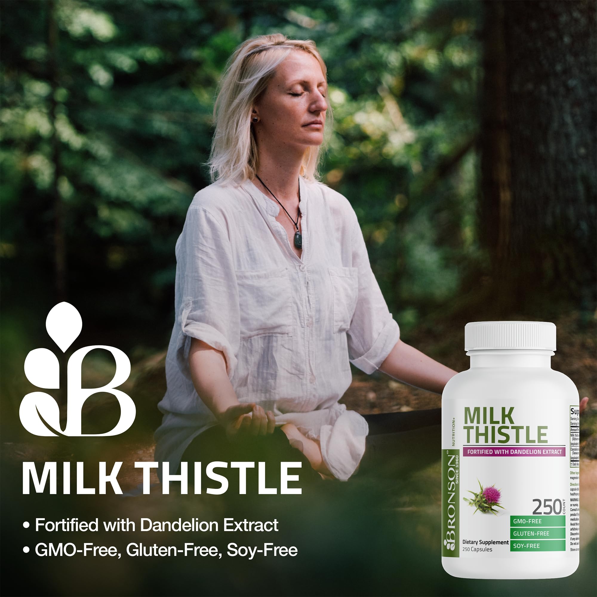 Bronson Milk Thistle Silymarin Marianum & Dandelion Extract Liver Health Support, Antioxidant Support, Detox, 120 Capsules Bronson buy supplements canada