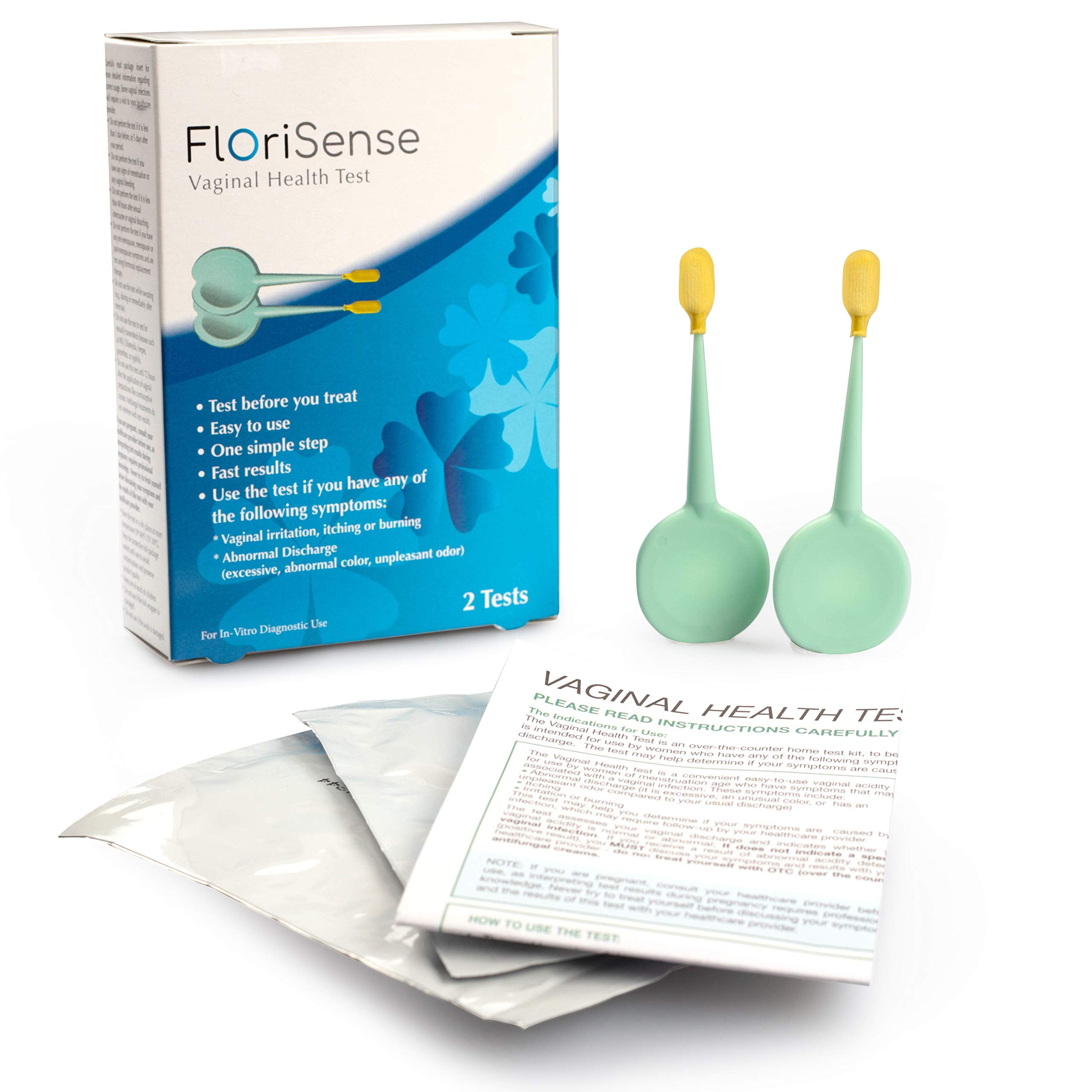 FloriSense Vaginal Health pH Test Kit - OTC Vaginal Acidity Test - Bacterial Vaginosis and Yeast Infections - 2 Swabs, Detect Feminine Imbalance - Before You Treat, Easy to Read Results in Seconds FloriSense buy supplements canada