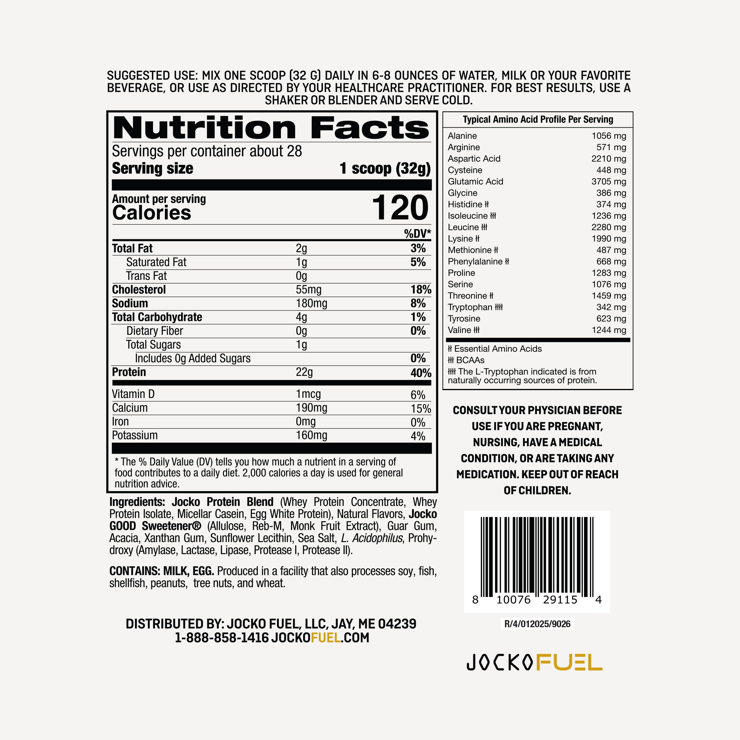 Jocko Fuel Whey Protein Powder, Vanilla Milkshake, 22g Protein, Digestive Enzymes + Probiotic Blend, No Sugar Added, with Essential Amino Acids + Electrolyte Minerals, 28 Servings Jocko Fuel buy supplements canada