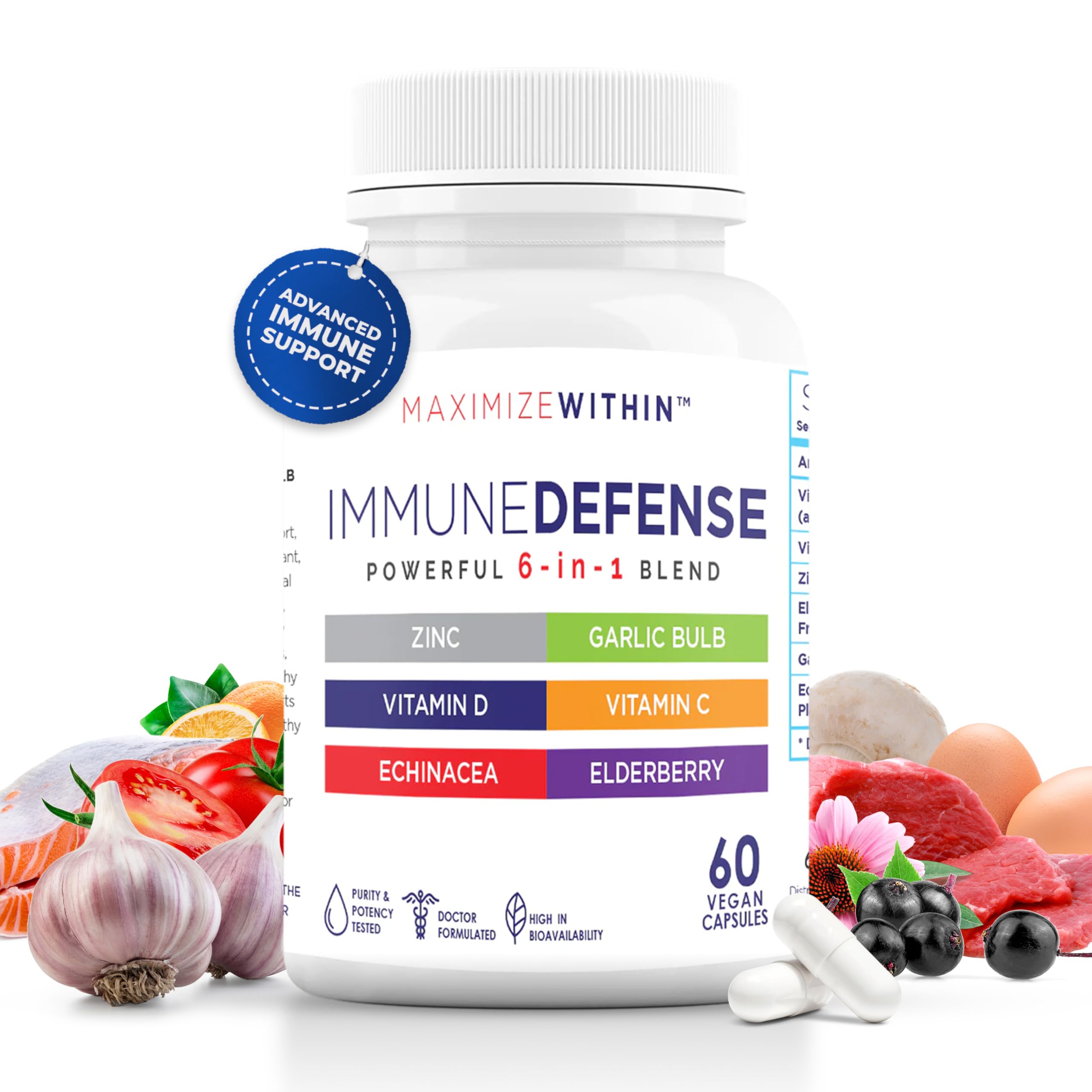 Maximum Slim Powerful 6-in-1 Immune Support Supplement with Zinc, Vitamin C, Elderberry, Vitamin D, Echinacea, & Garlic, 60 Count Maximum Slim buy supplements canada