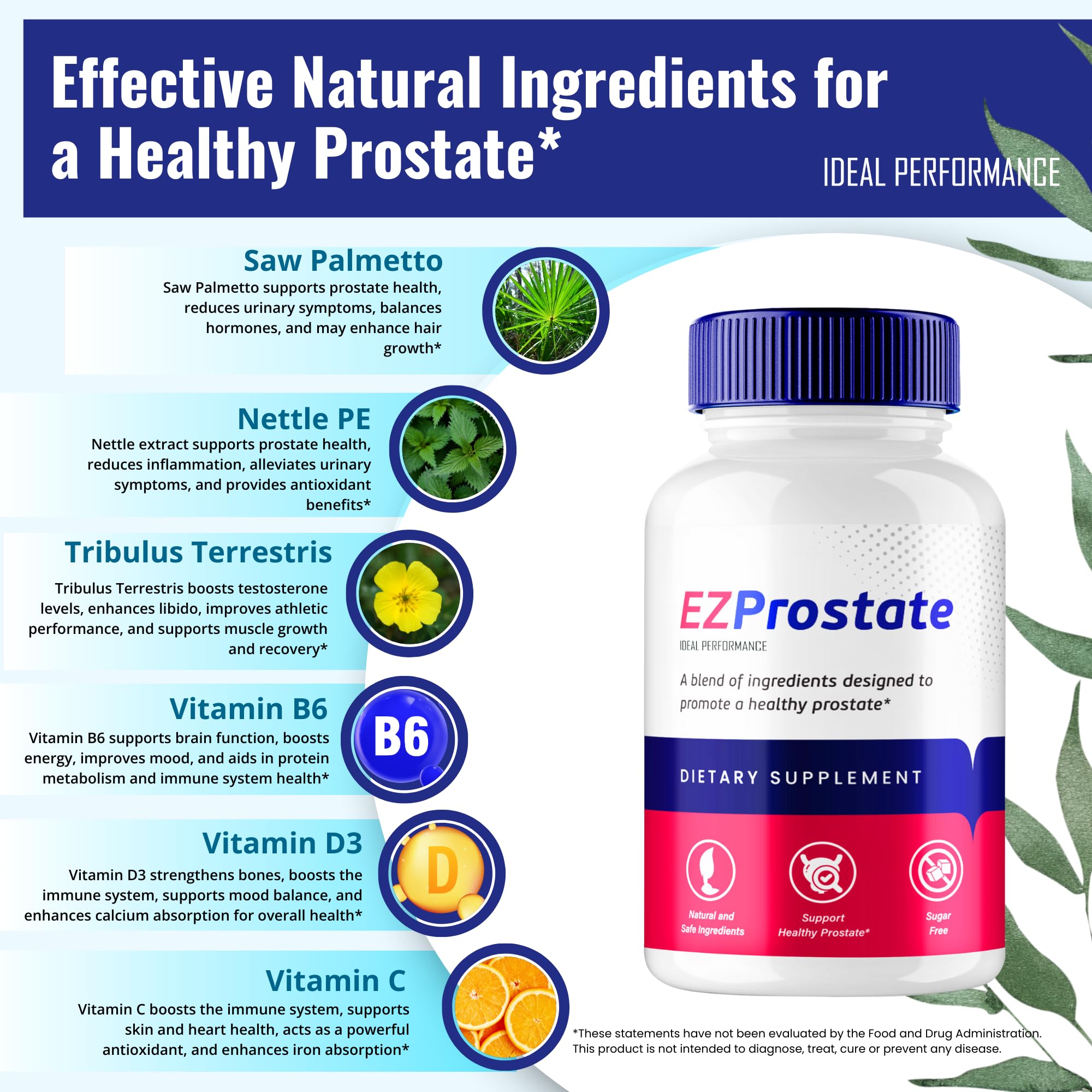 EZ Prostate Capsules, EZ Prostate Pills - Official EZ Prostate Supplement Pills - Maximum Strength Advanced All Natural Formula, EZProstate Health Men Pastillas Reviews (2 Pack) IDEAL PERFORMANCE buy supplements canada