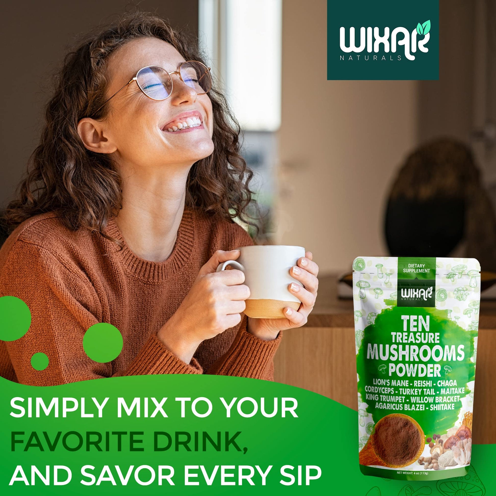 Wixar Mushroom Powder - Ten Treasure Mushrooms Extract Supplement Blend for Coffee WIXAR NATURALS buy supplements canada