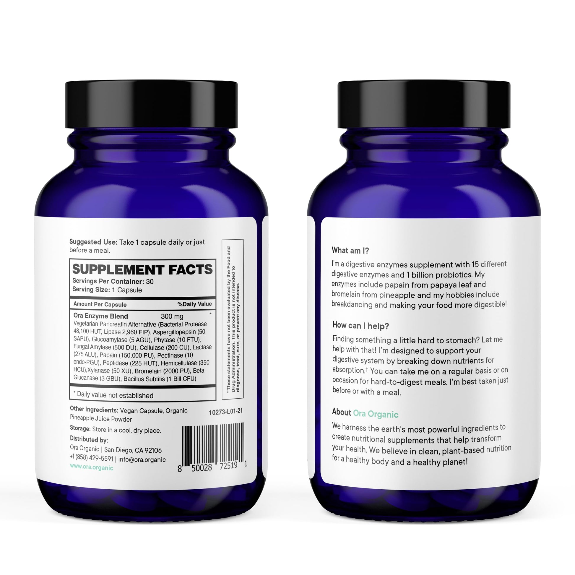 Ora Organic Multi-Enzyme Supplement - Vegan, Gluten Free Enzymes for Digestion with Probiotics for Gut Health, Bloating, Constipation and Gas Relief - 30 Easy to Swallow Capsules Ora Organic buy supplements canada