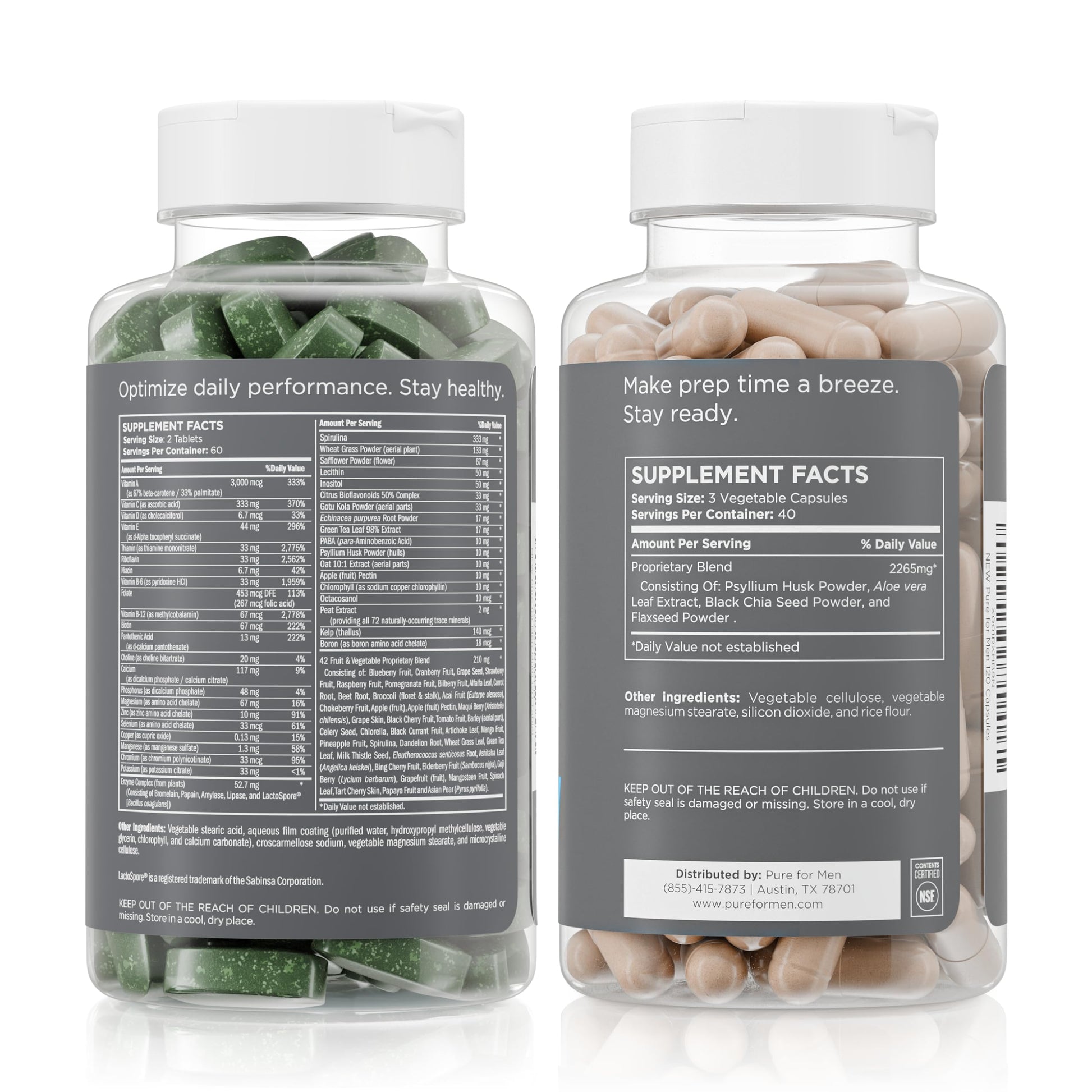 Pure for Men Original Stay Ready Fiber Supplement (120 Capsules) + Vegan Multivitamin (120 Capsules) Pure for Men buy supplements canada