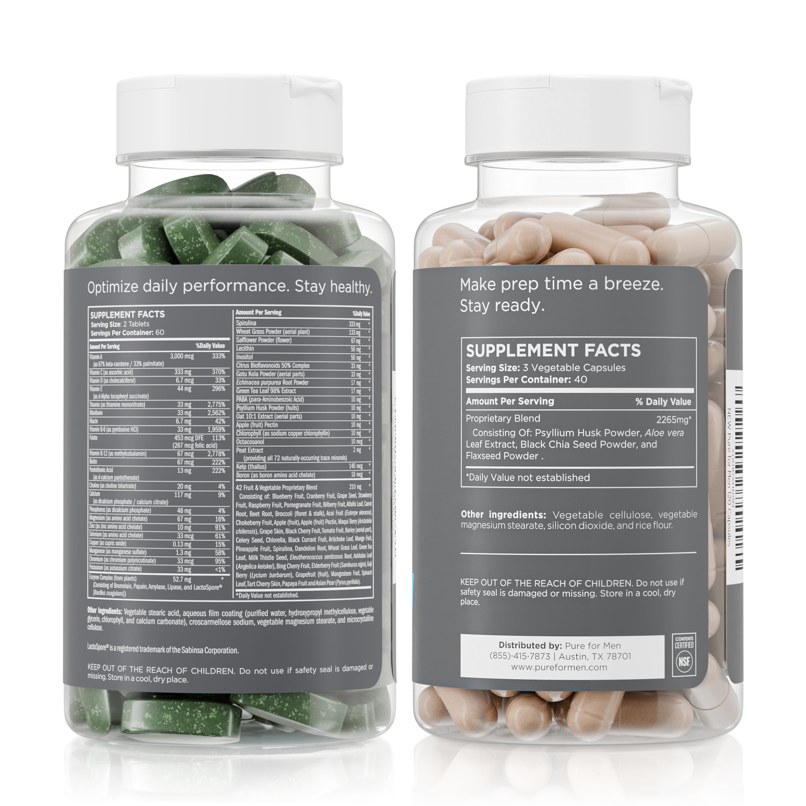 Pure for Men Original Stay Ready Fiber Supplement (120 Capsules) + Vegan Multivitamin (120 Capsules) Pure for Men buy supplements canada