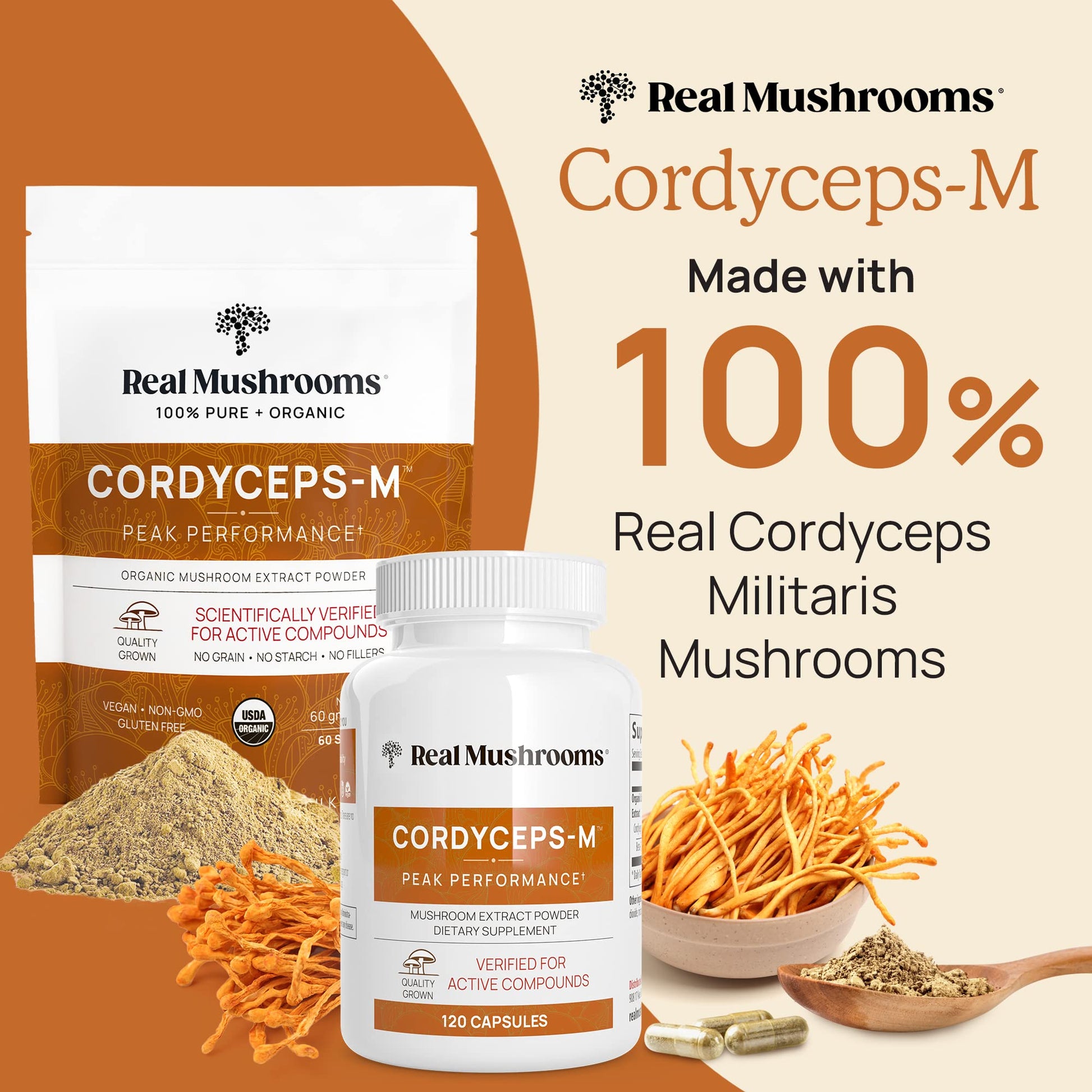 Real Mushrooms Cordyceps Capsules - Performance Mushroom Extract Supplement Real Mushrooms buy supplements canada