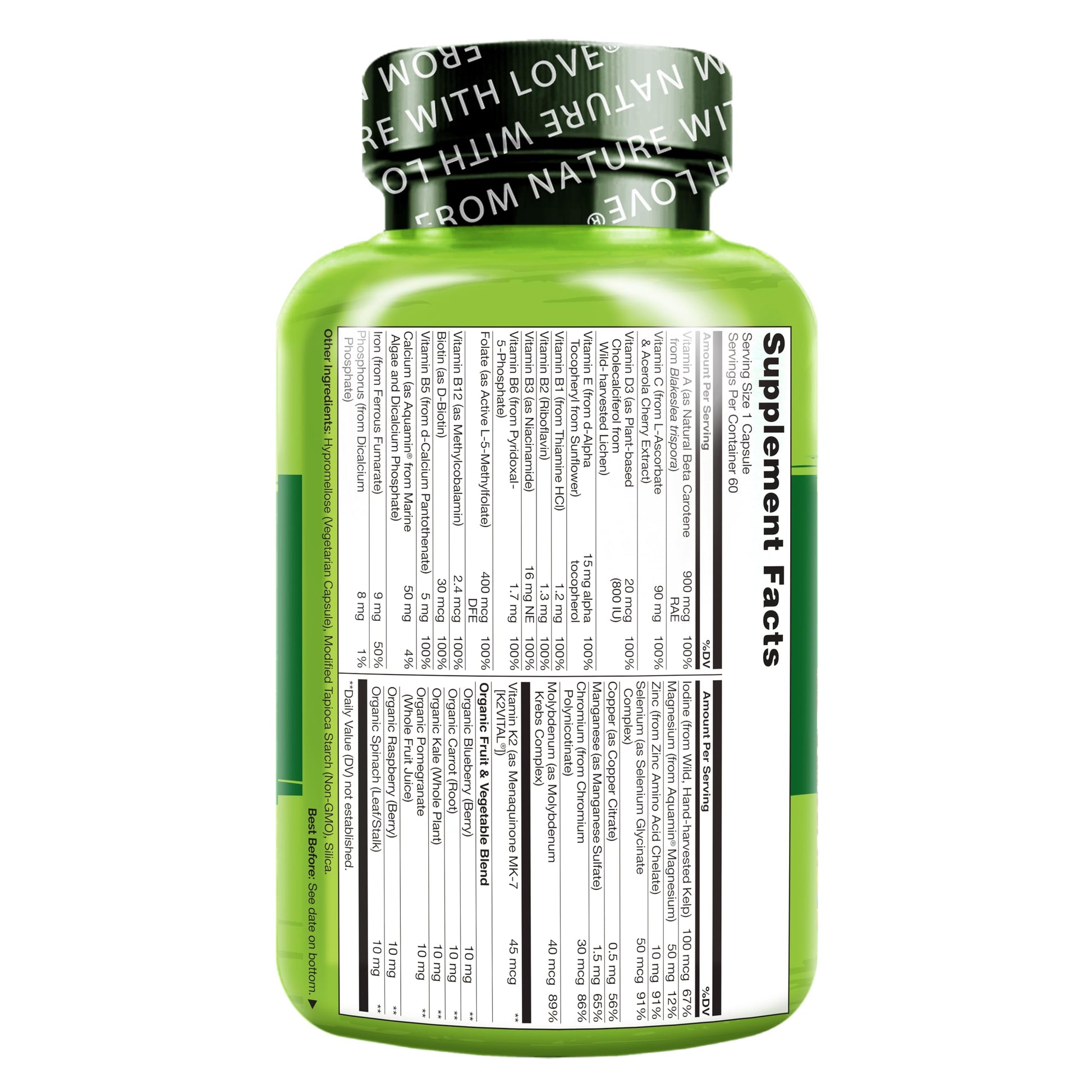 NATURELO One Daily Multivitamin for Women w/Vitamin B12, 60 Ct, Energy Support, Whole Food Daily Women Multivitamin Supplement, Nourish Hair/Skin/Nail, Non-GMO NATURELO buy supplements canada