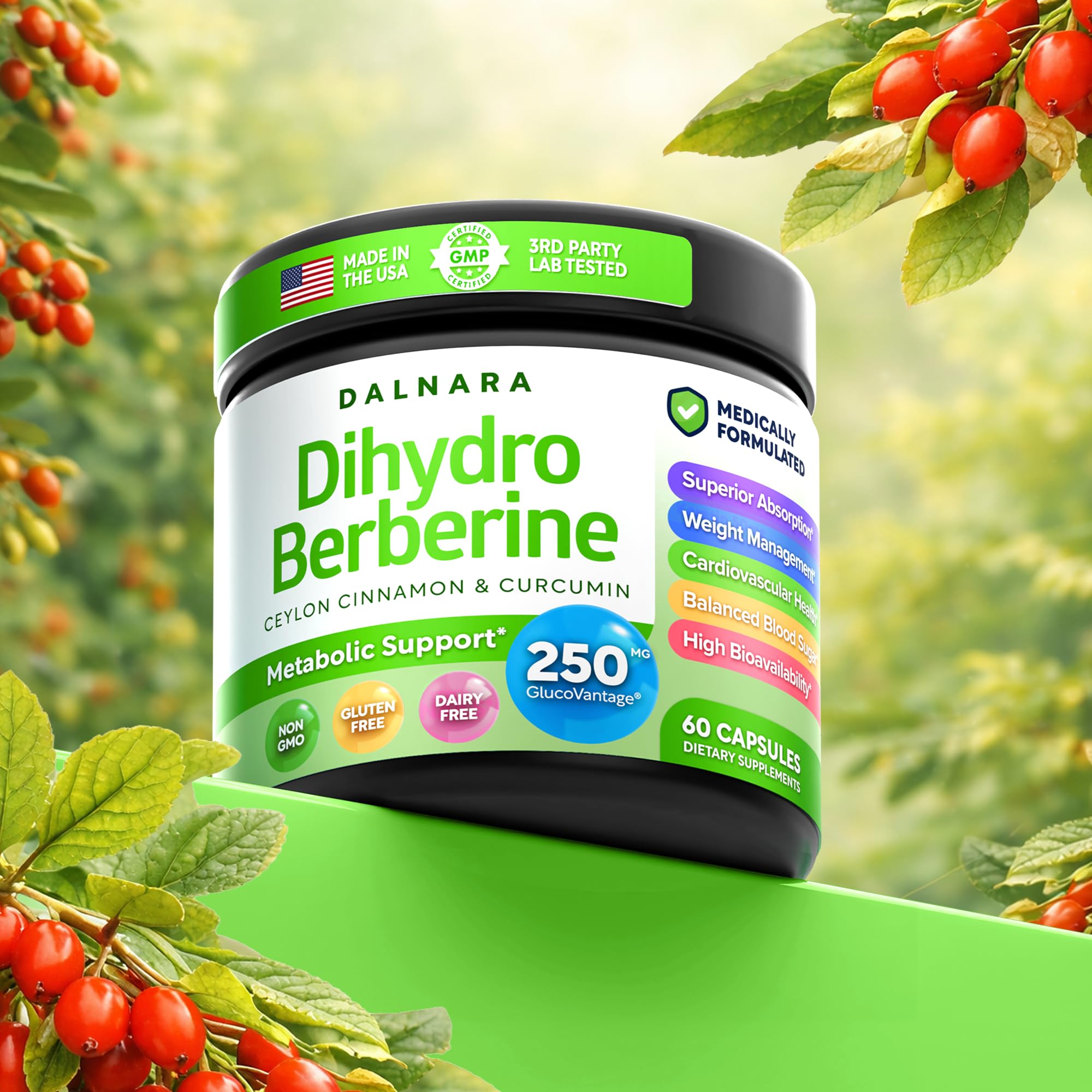 Dalnara Dihydroberberine Capsules 250mg, 60 Count - Supports Metabolic Wellness & Balanced Energy, Non-GMO,Dihydroberberine Supplement Dalnara buy supplements canada