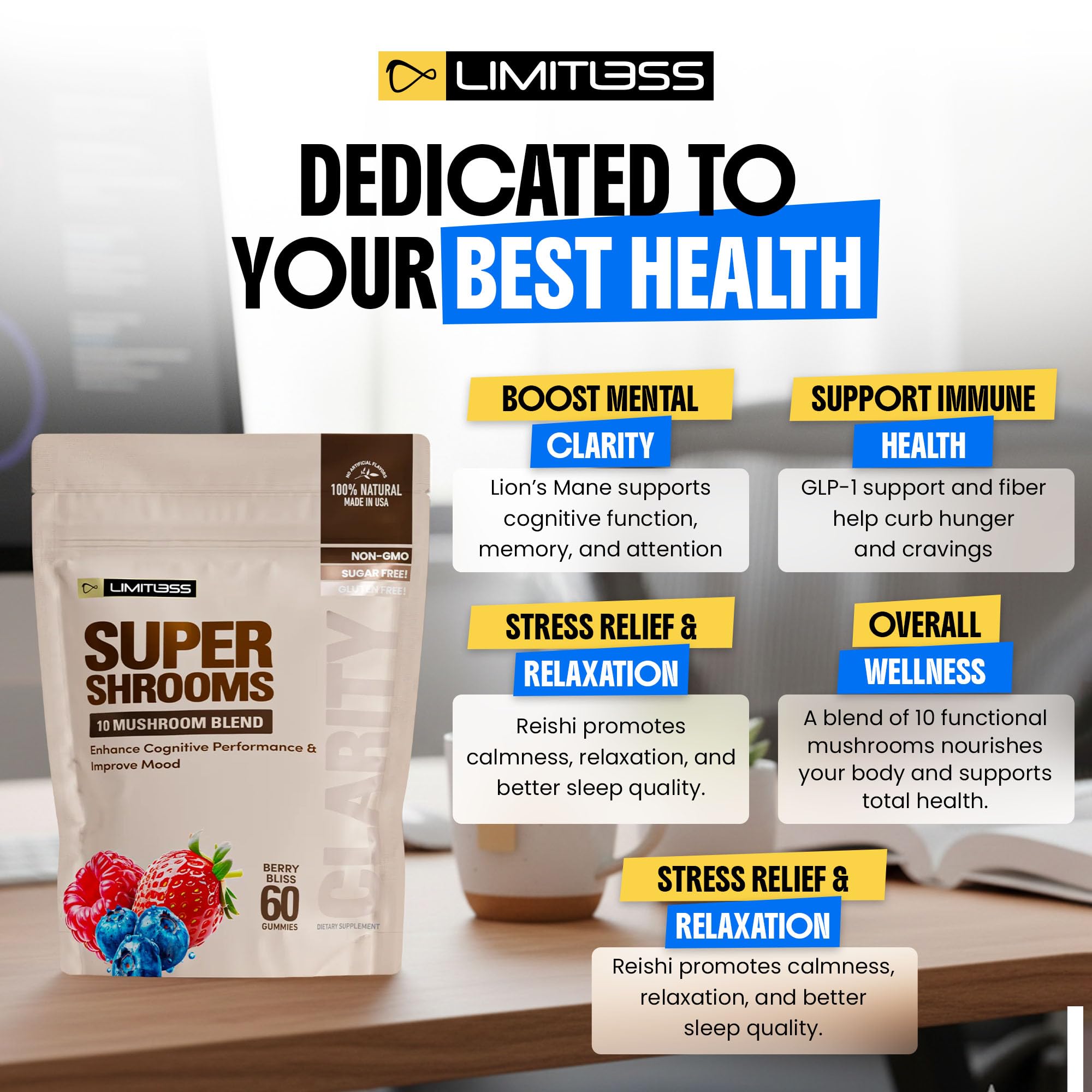 Limitless Supershrooms Smart Focus Gummies - 30 Day Supply LIMITLESS X buy supplements canada