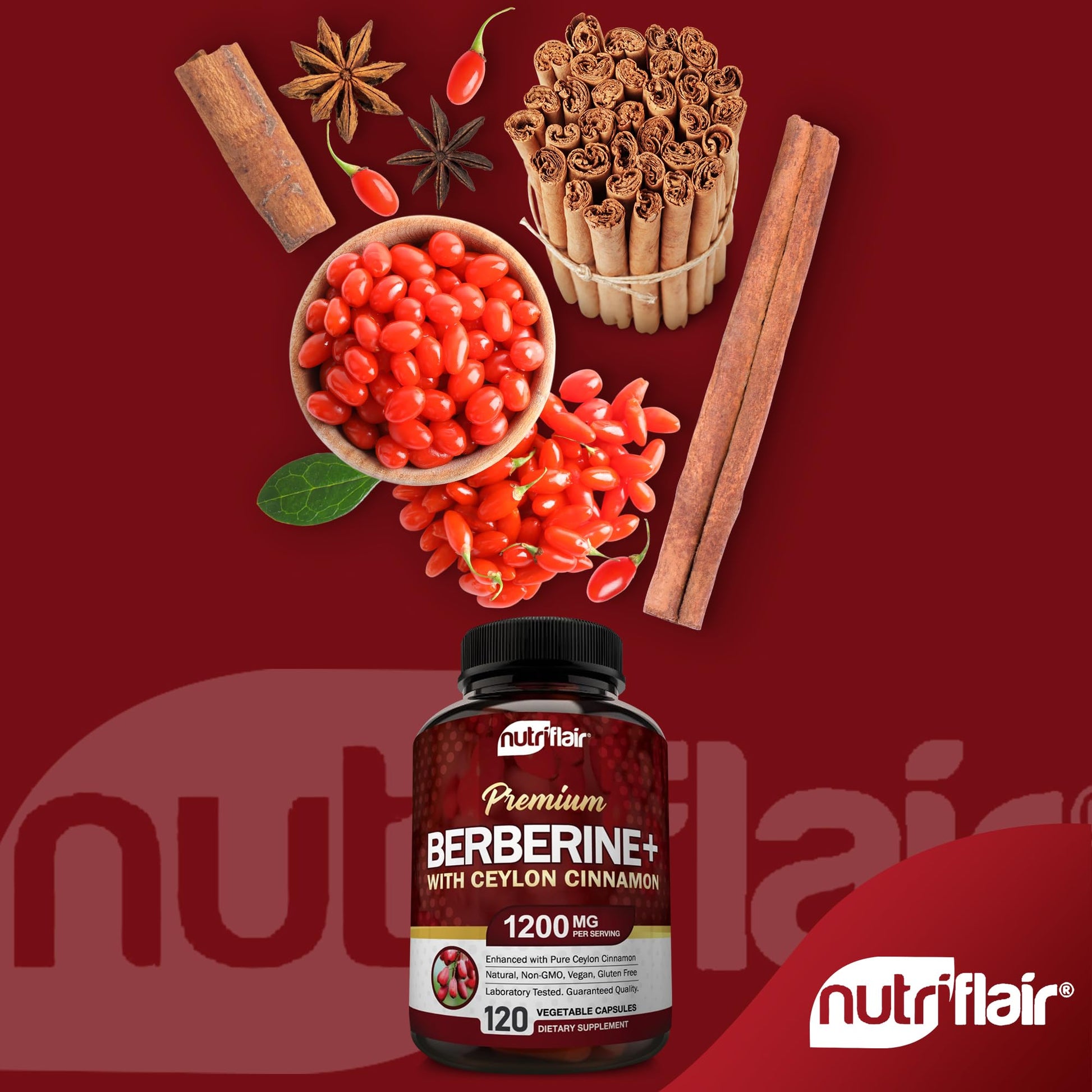 NutriFlair Premium HCL 1200mg, 120 Capsules - Plus Pure True Ceylon Cinnamon NutriFlair buy supplements canada