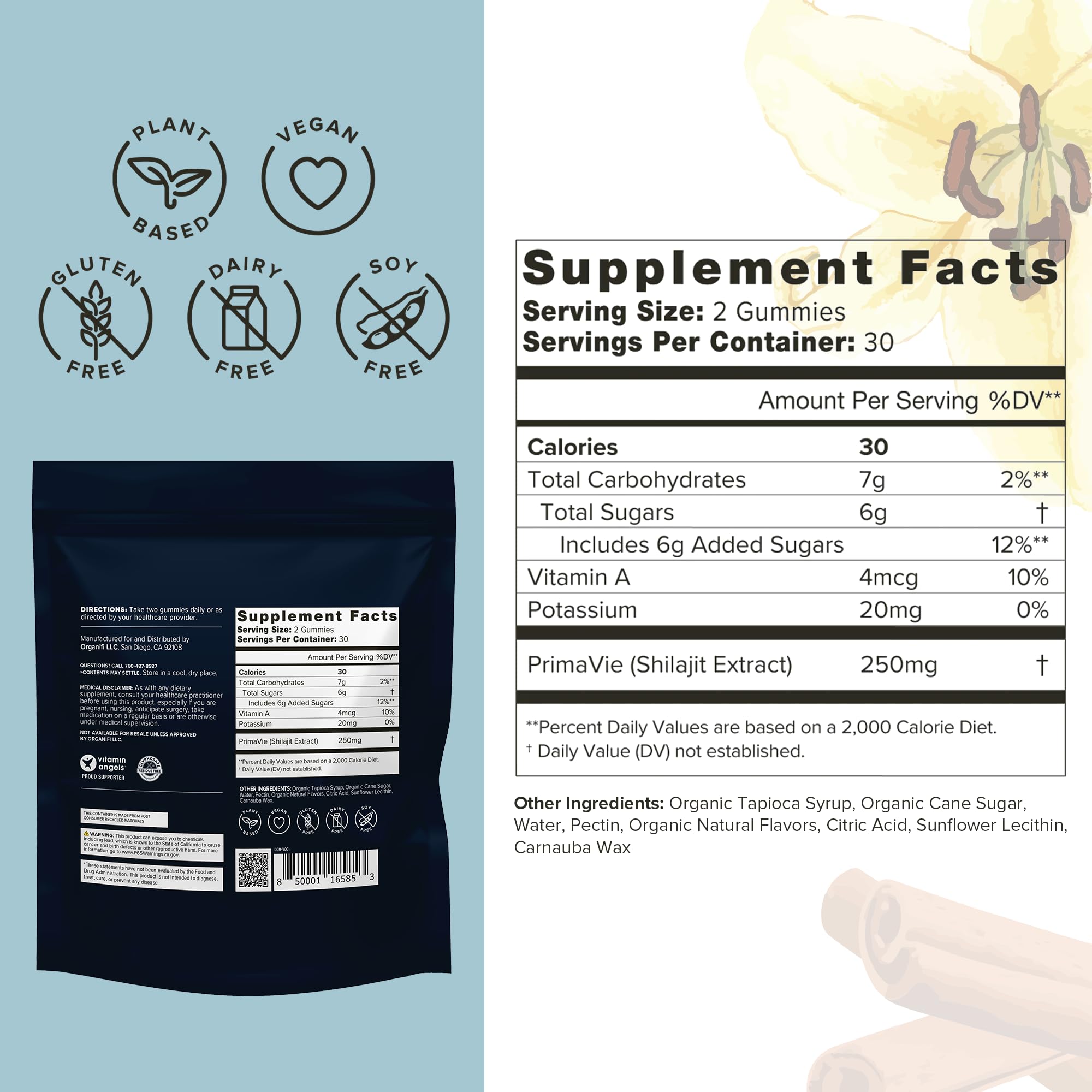 Organifi - Shilajit Gummies - Supports Natural Energy and Strength - Vanilla Cinnamon Organifi buy supplements canada