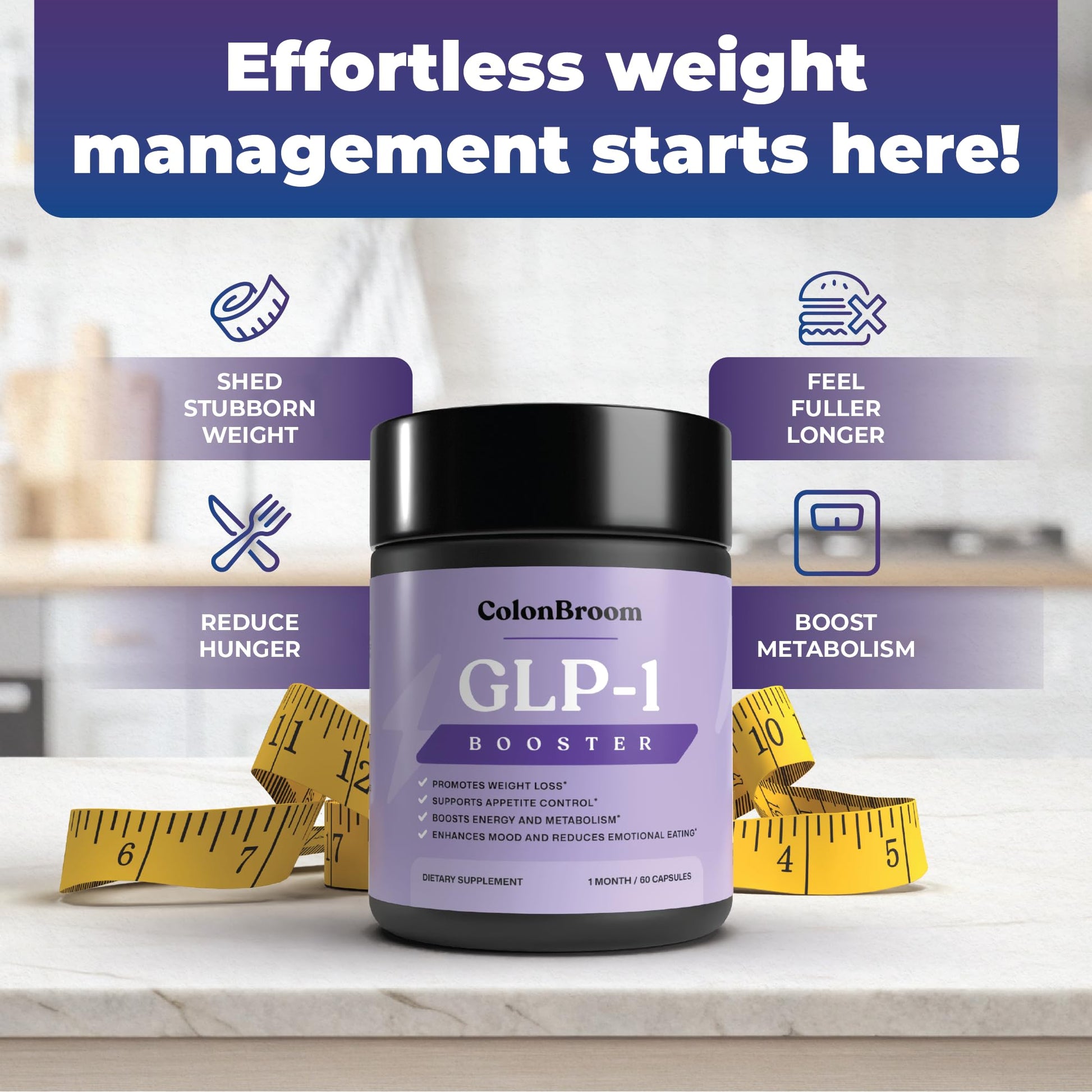 ColonBroom GLP-1 Weight Management Supplement for Women & Men - GLP1 Supports Gut Health, Metabolic Wellness & Appetite Regulation - Vegan, Gluten-Free Diet Capsules | 120 Count ColonBroom buy supplements canada