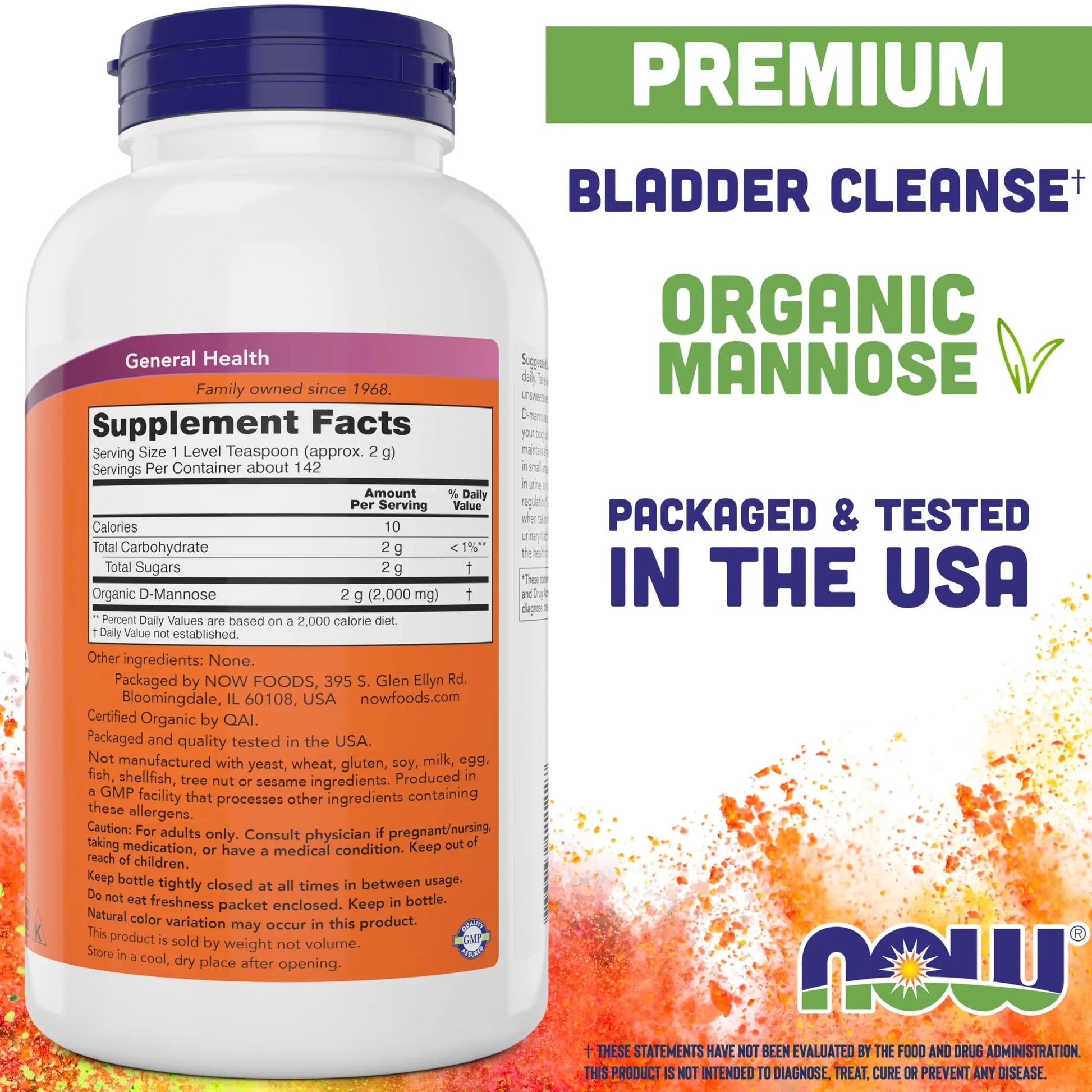 NOW Foods Pure, Organic D-Mannose 10 oz Powder (Pack of 2) - Bladder Cleanse and Urinary Tract Health Supplement - Non-GMO - Vegan Friendly - 2000mg / 2 Grams per Serving NOW Foods buy supplements canada