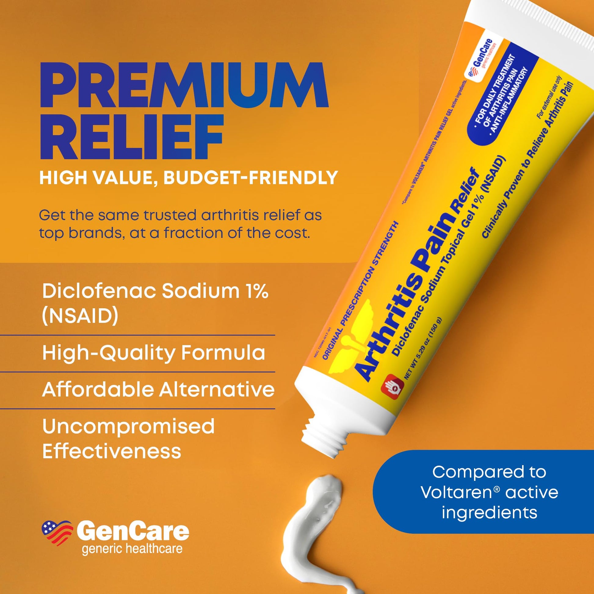 GenCare Arthritis Pain Relief Diclofenac Sodium Topical Gel 1 Percent (NSAID) - Clinically Proven Arthritis Pain Reliever - Compare to The Active Ingredient in Voltaren Gel (5.29 oz) GenCare buy supplements canada