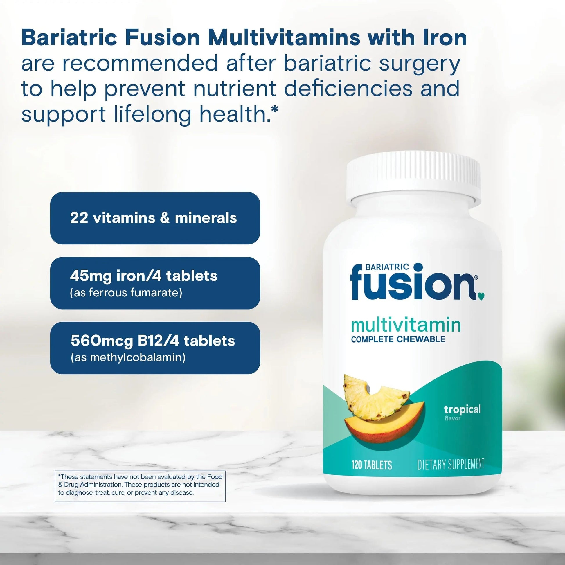 Bariatric Fusion Bariatric Multivitamin with Iron Complete Chewable | Tropical Flavor | Post Bariatric Vitamins Bariatric Fusion buy supplements canada