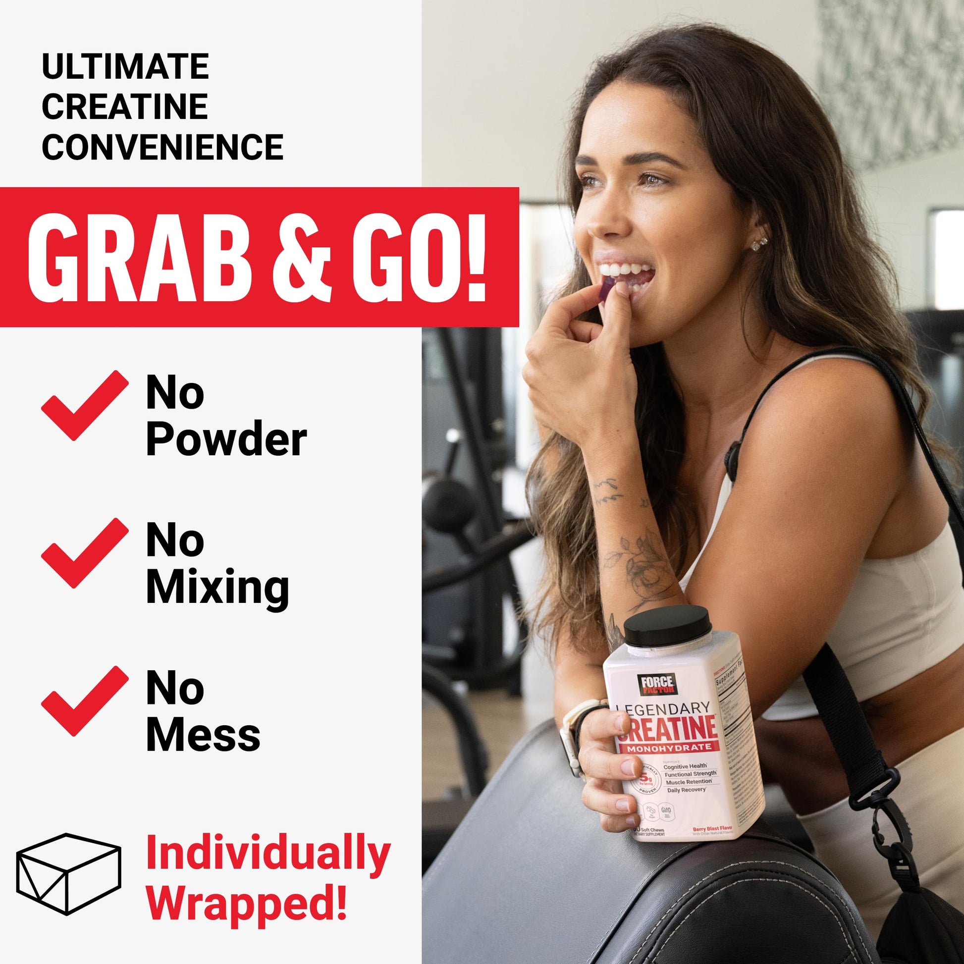 Force Factor Legendary Creatine Chews, 5g Creatine Monohydrate, Build Muscle, Improve Strength & Recovery, Support Memory & Cognitive Function, Sugar Free, Berry Blast, 60 Soft Chews Force Factor buy supplements canada