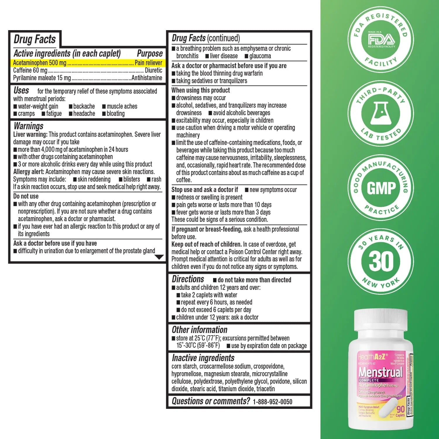 HealthA2Z® Menstrual Complete Pain Relief Tablets | Relieves Cramps, Bloating, Fatigue, Backache & Headache (90 Counts) HealthA2Z buy supplements canada