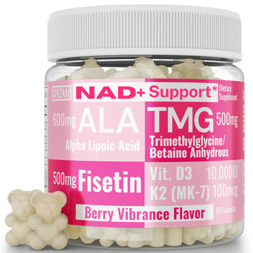 SHIZAM TMG Betaine Alpha Lipoic Acid ALA D3 Fisetin Gummies, Tri-Methylglycine trimethylglycine R-Alpha NAD+ Plus + HCL Supplements, Mitochondrial Senolytic Activator, NR Capsules Powder 600mg 1000mg SHIZAM buy supplements canada