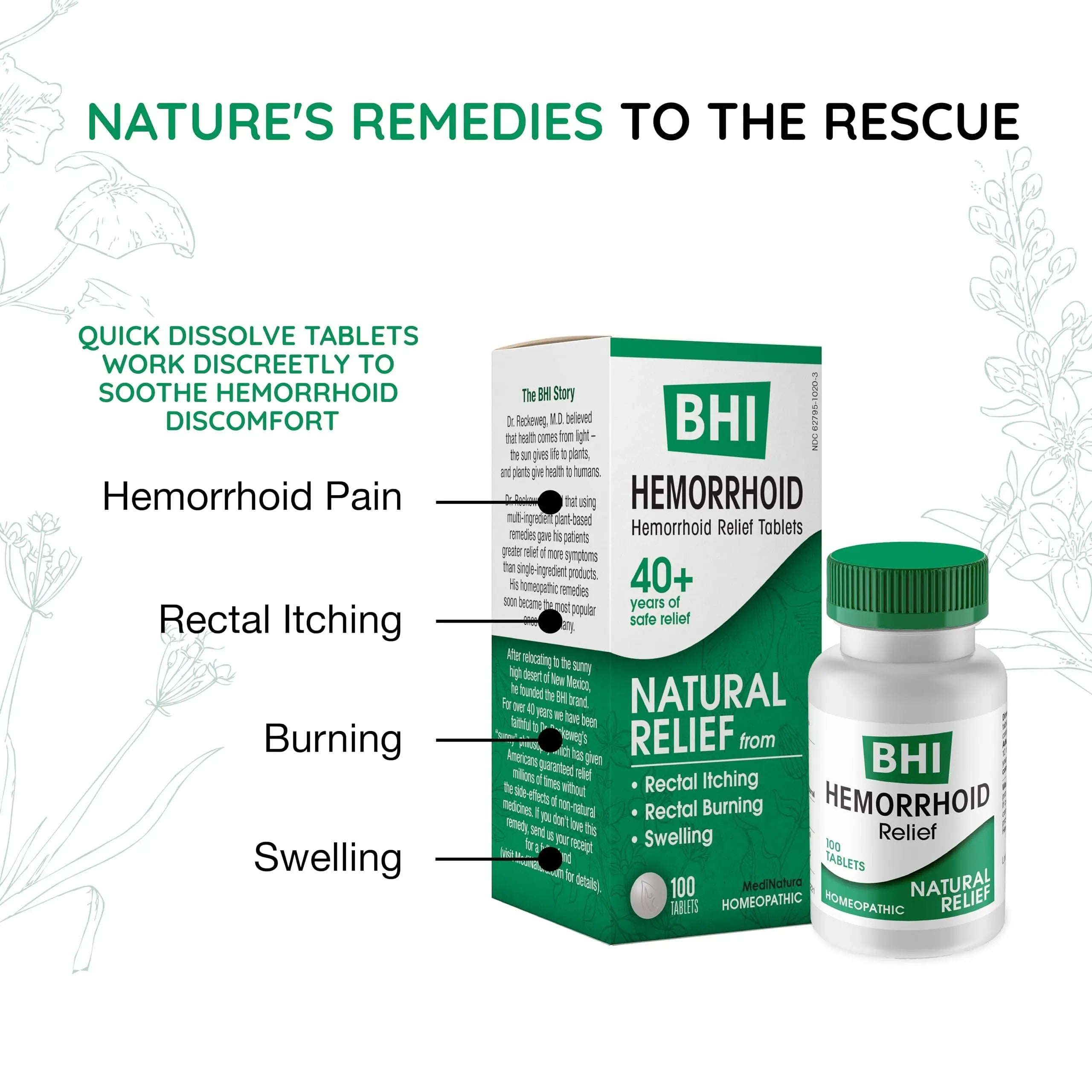 MediNatura BHI Hemorrhoid Relief - Natural Hemorrhoid Treatment for Relieving Rectal Itching - Daily Support - Chewable & Easy-to-Use Tablets - Plant-Based - 100 Count MediNatura buy supplements canada