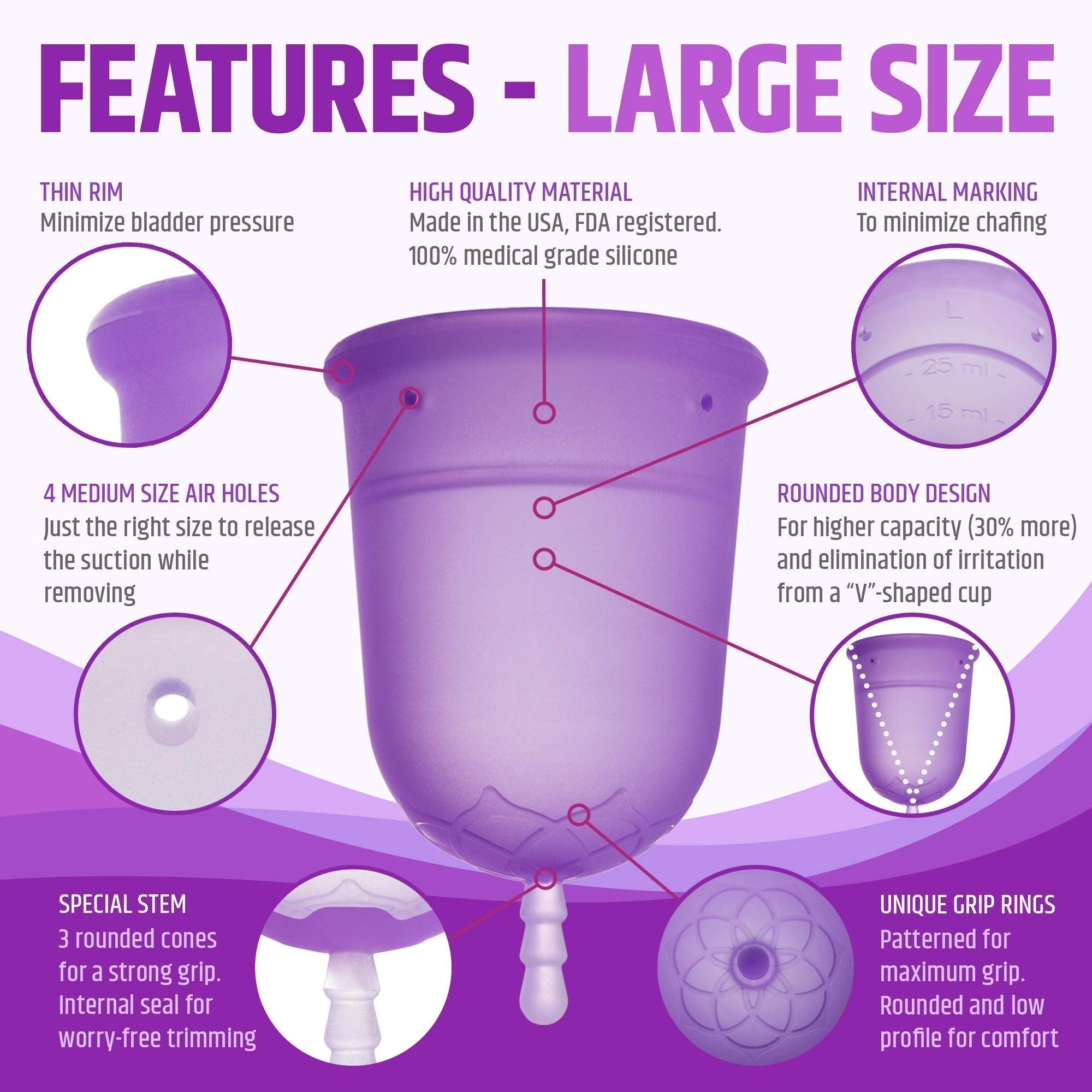 Venus Large Menstrual Cup – High Capacity for Heavy Flow -Made in USA - 100% Medical Grade Silicone VENUS buy supplements canada