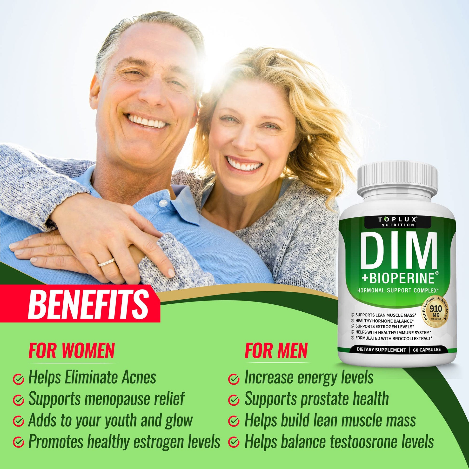 Dim Supplement 910 mg Plus BioPerine Complex - Diindolylmethane to Support Hormone Balance Toplux buy supplements canada