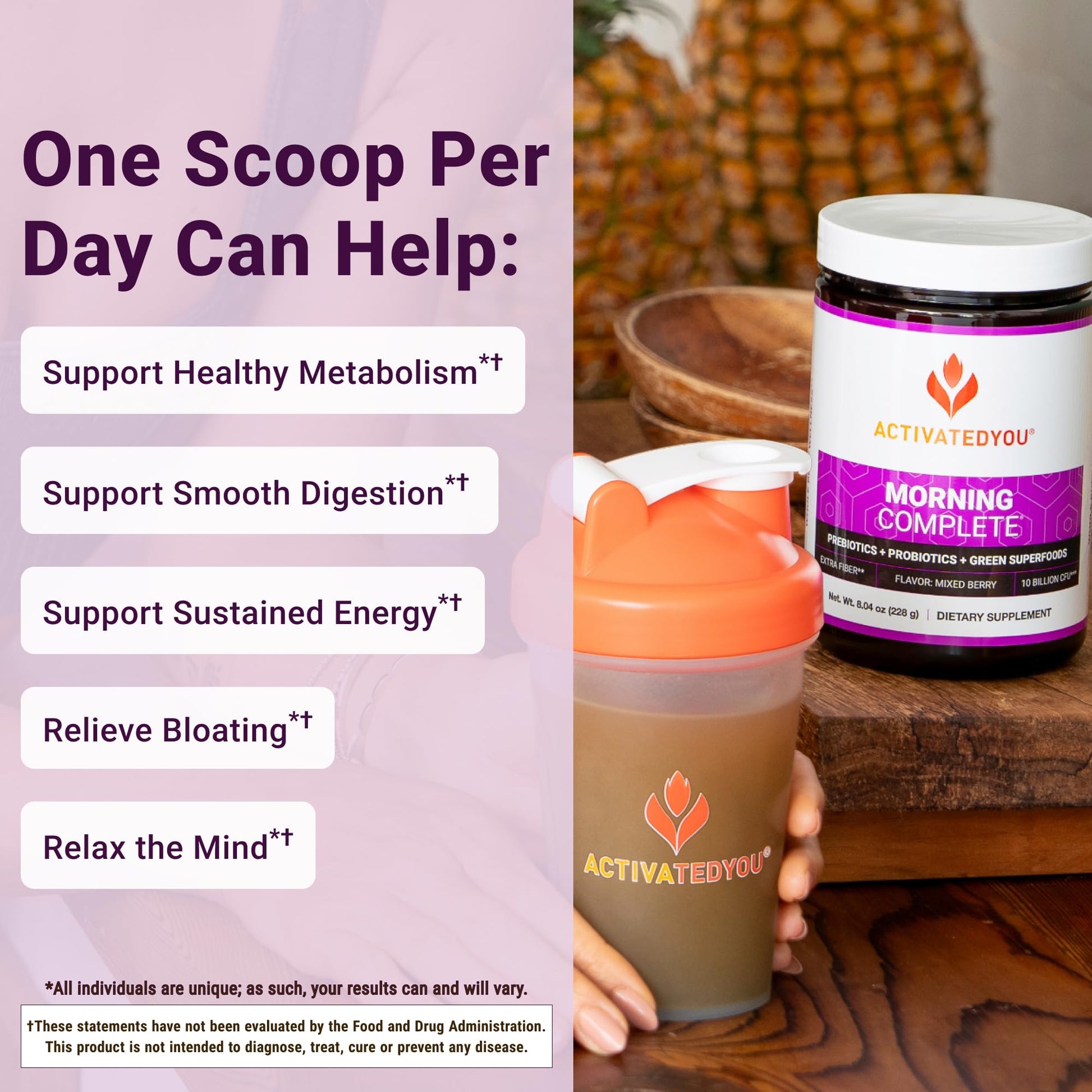 ACTIVATEDYOU Morning Complete Super Greens Powder Drink Mix - Gut Health Boost with Prebiotics, Probiotics, & Antioxidants - 10 Billion CFUs, Mixed Berry Flavor - Greens Superfood Powder - 3 Pack ACTIVATEDYOU buy supplements canada