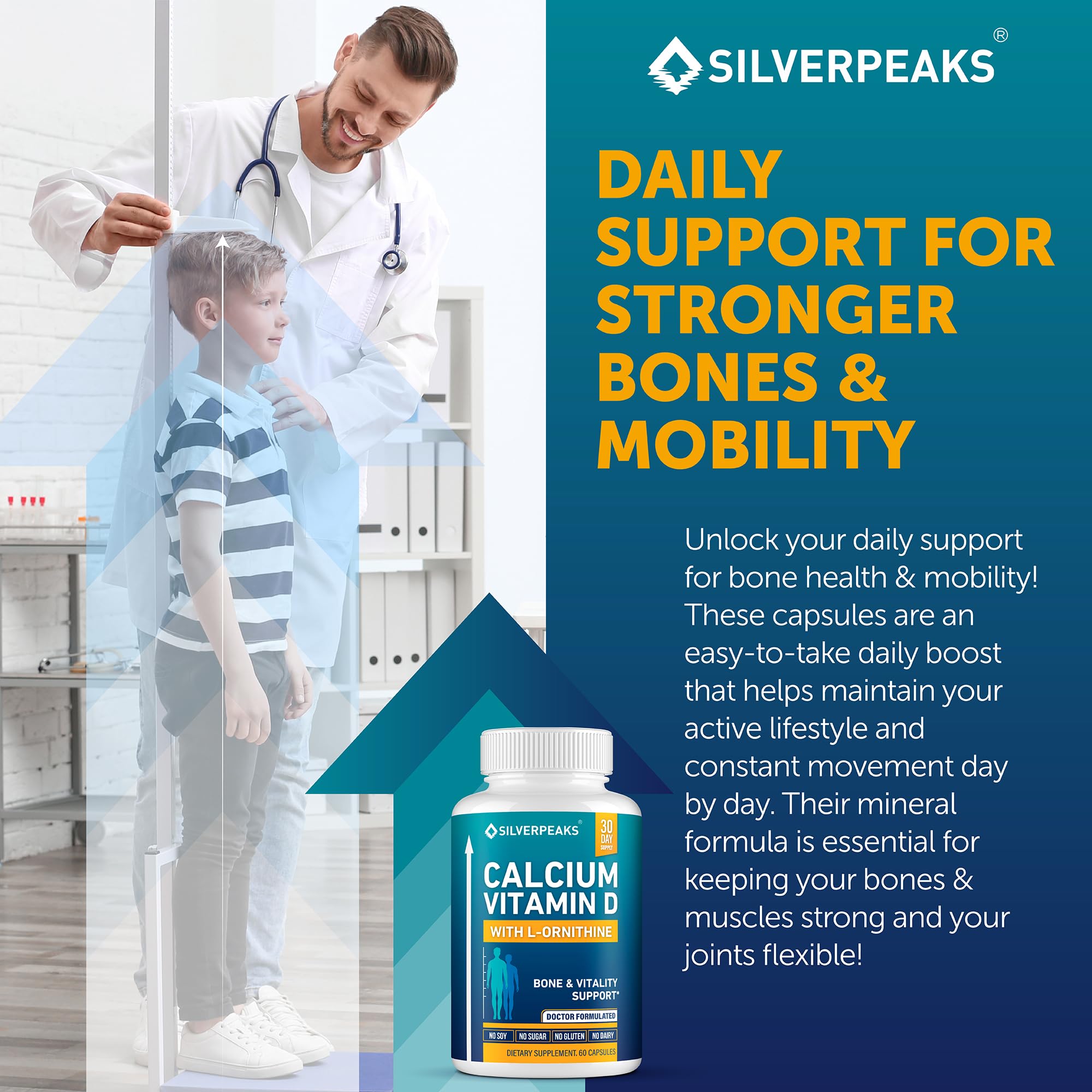 Calcium Supplement with Vitamin D3 and Zinc for Bone Health – Supports Bone Strength & Density – Gentle Non-Constipating Mineral & Amino Acids Blend for Women & Men - 60 Capsules (30 Day Supply) SILVERPEAKS buy supplements canada