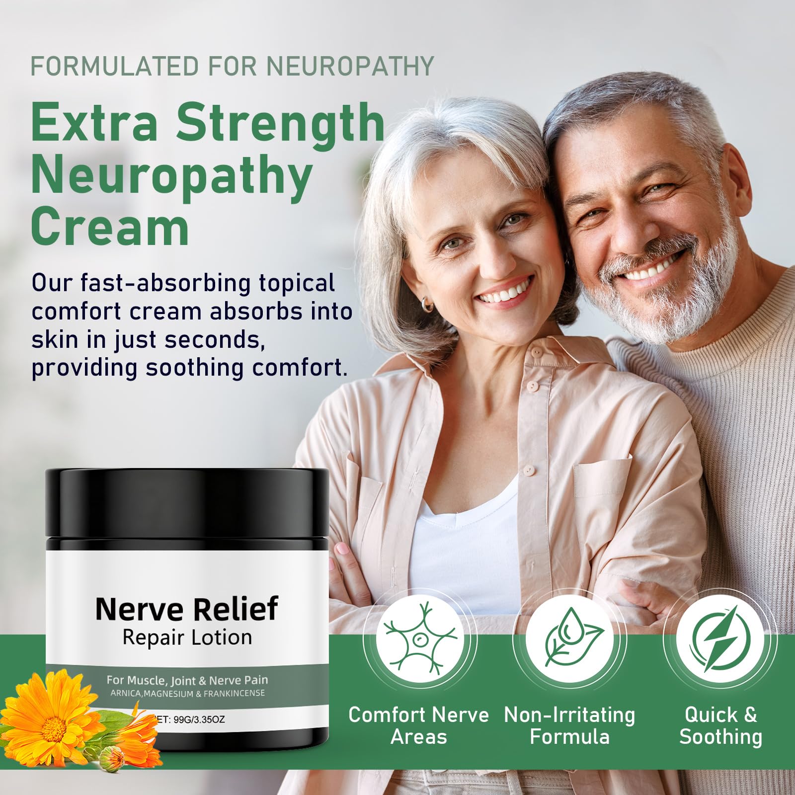 Vincofoo 2PC Nerve Relief Repair Lotion Cream, Neuropathy Lotion with Arnica, Deeply Moisturizes Skin, Keep Soft Smooth, Suitable for Muscle, Lumbar, Neck, Hands and Feet Vincofoo buy supplements canada