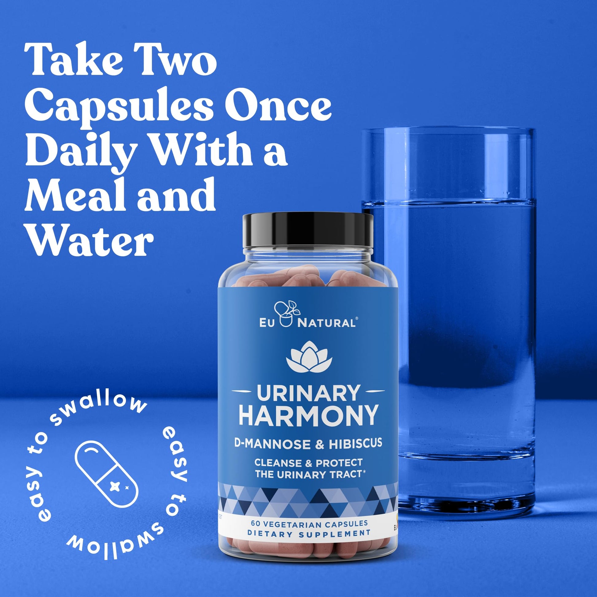 Eu Natural Urinary Harmony D-Mannose Supplement - Urinary Tract Health for Women - Fast-Acting Urinary Cleanse & Flush with Clinical-Strength D-Mannose & Hibiscus - 60 Capsules Eu Natural buy supplements canada