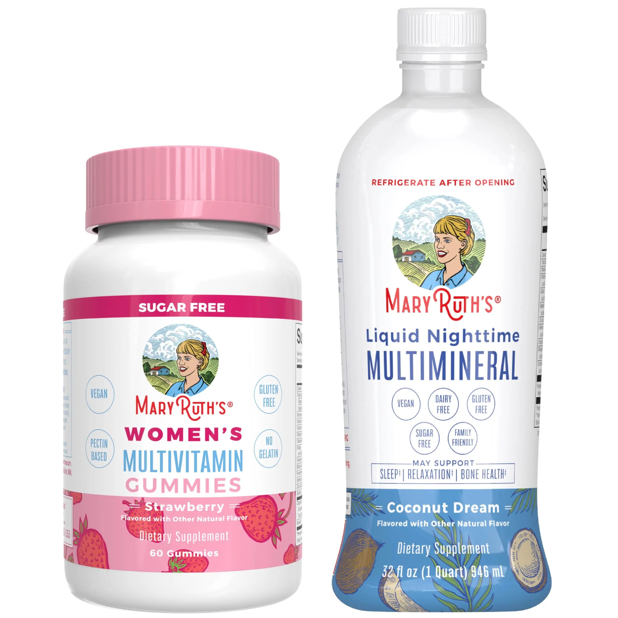 MaryRuth's Multivitamin Gummies for Women (Strawberry) & Liquid Nighttime Multimineral (Coconut, 32oz) | Clean Label Project Verified MARYRUTH'S buy supplements canada
