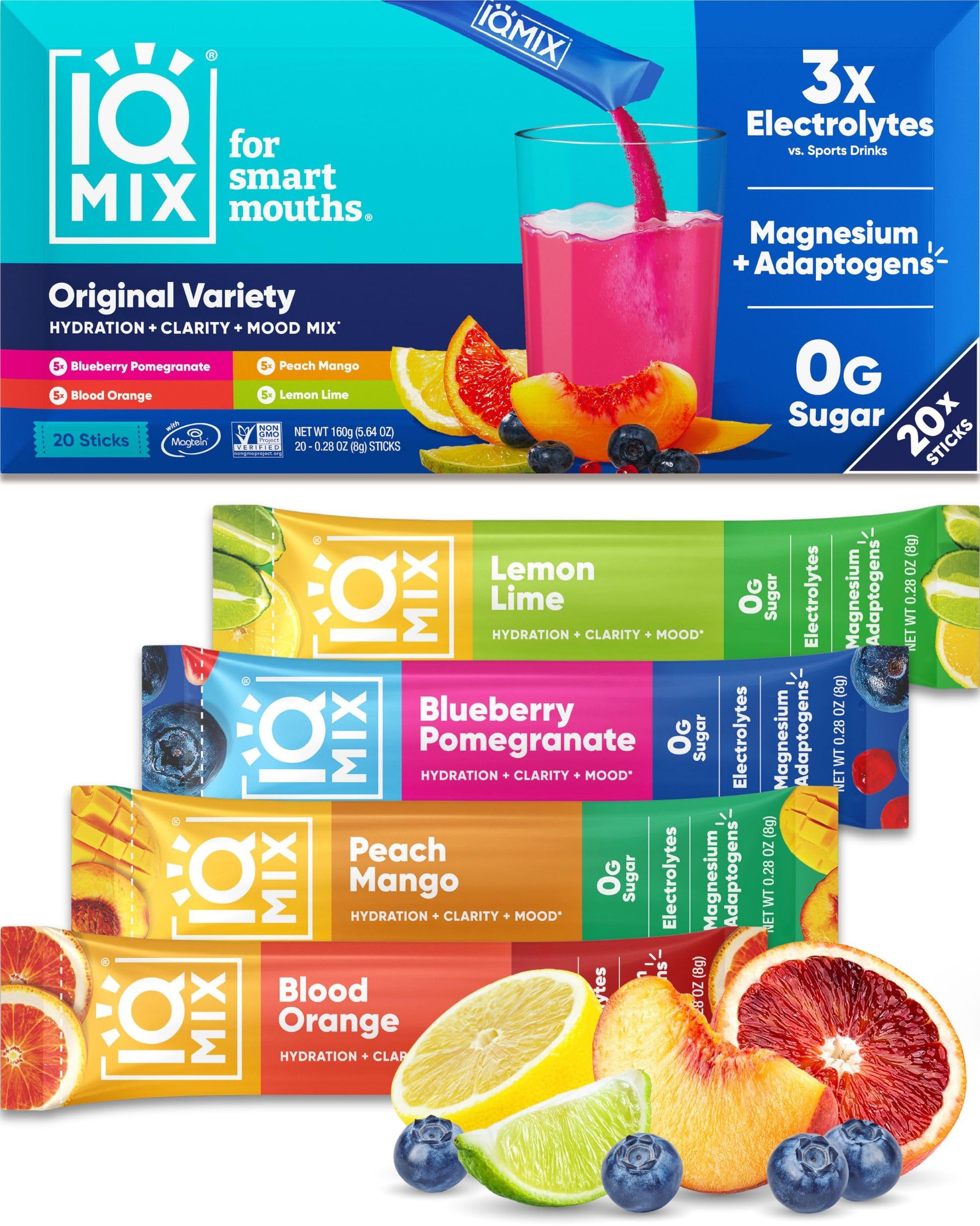 IQMIX Hydration Electrolyte Powder – 4-in-1 Formula for Hydration, Mental Clarity, Mood and Recovery – Sugar-Free Drink Mix, Keto, Magnesium L-Threonate IQBAR buy supplements canada