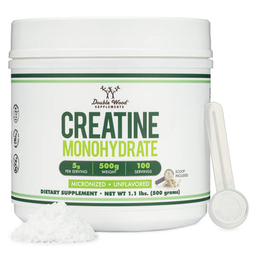 Creatine Monohydrate Powder 1.1lbs (100 Servings of 5 Grams Each) - No Fillers, Vegan Safe, Non-GMO, Gluten Free by Double Wood Double Wood Supplements buy supplements canada